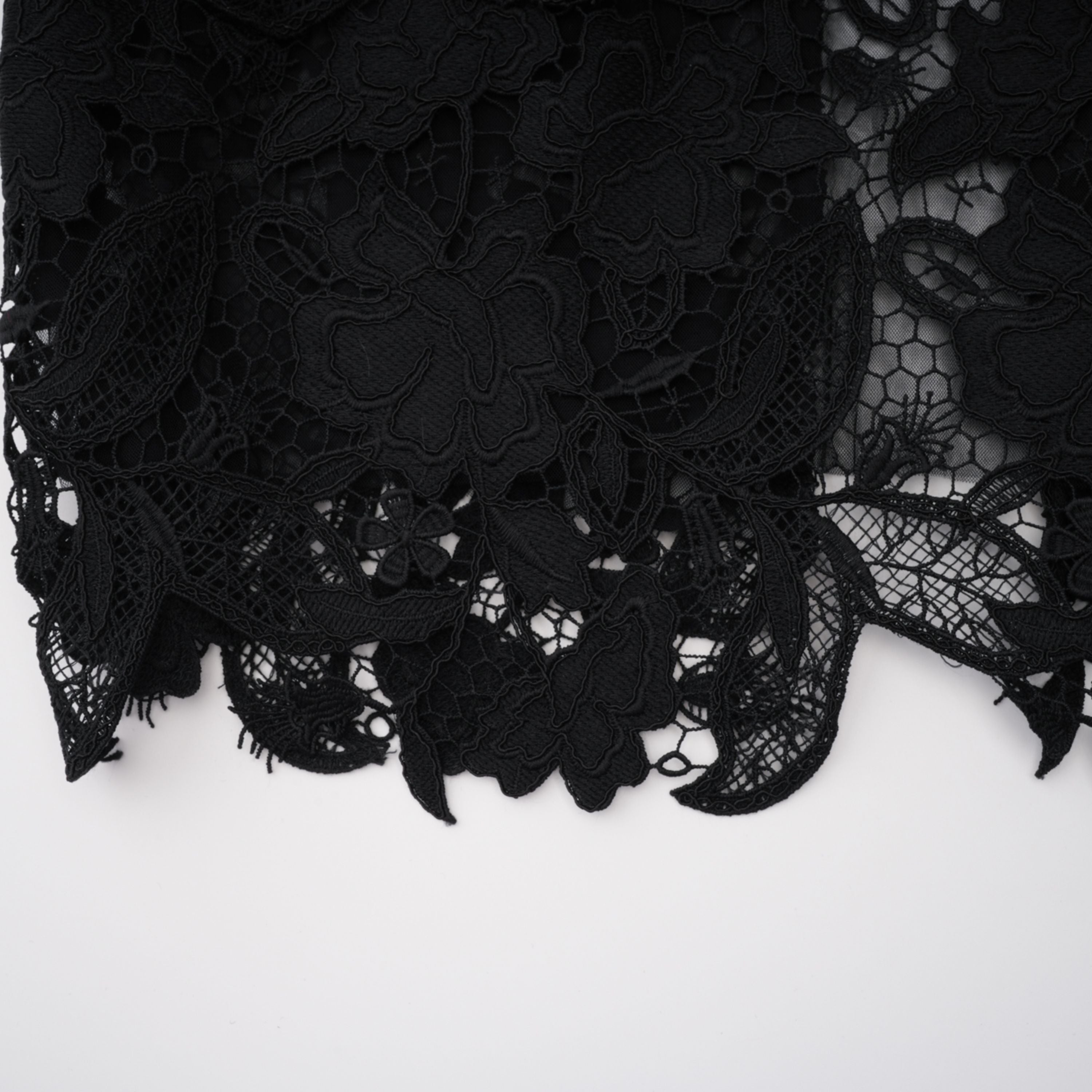 Hecate Black Beaded Lace Maxi Dress with 3D Florals (Final Sale-US Only)