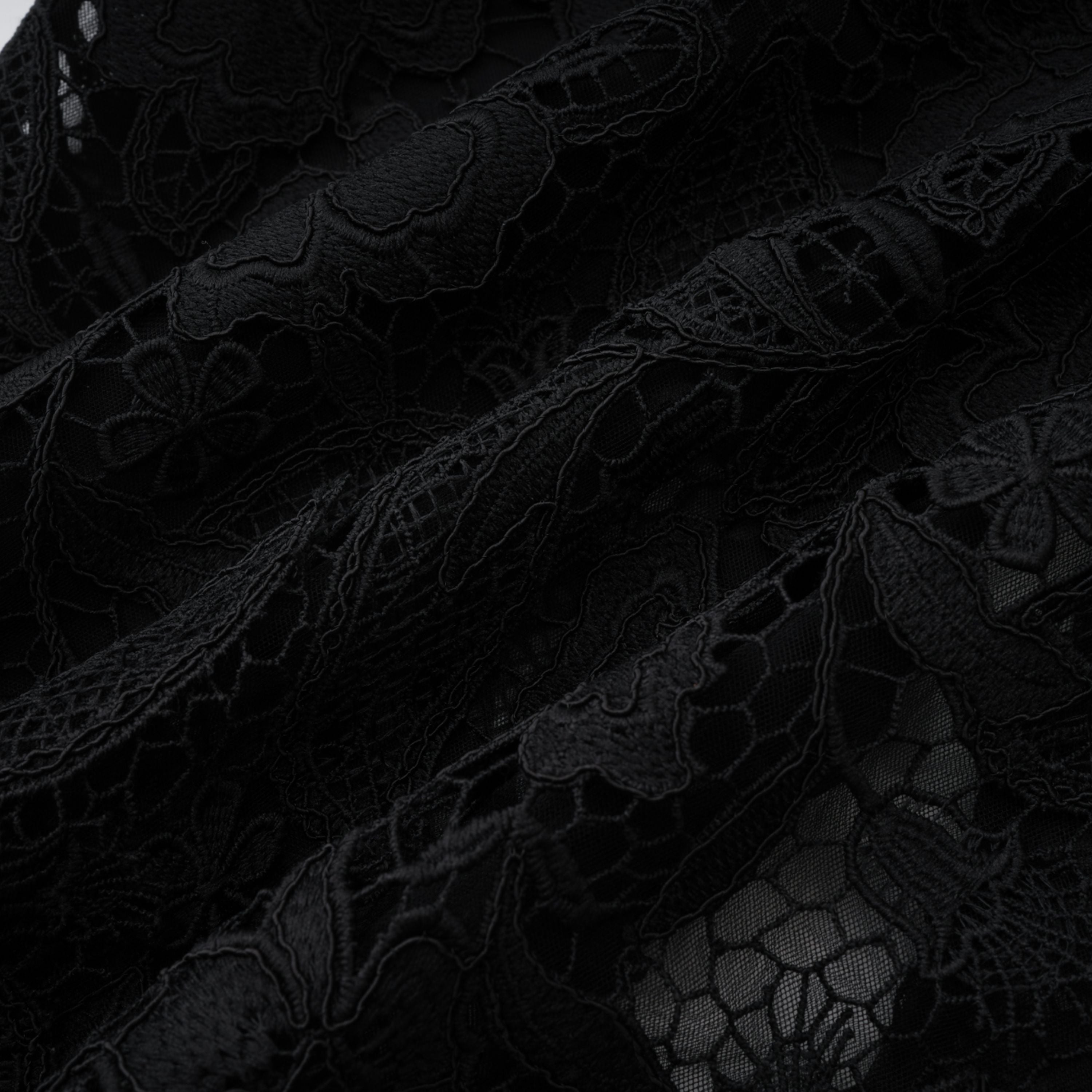 Hecate Black Beaded Lace Maxi Dress with 3D Florals (Final Sale-US Only)