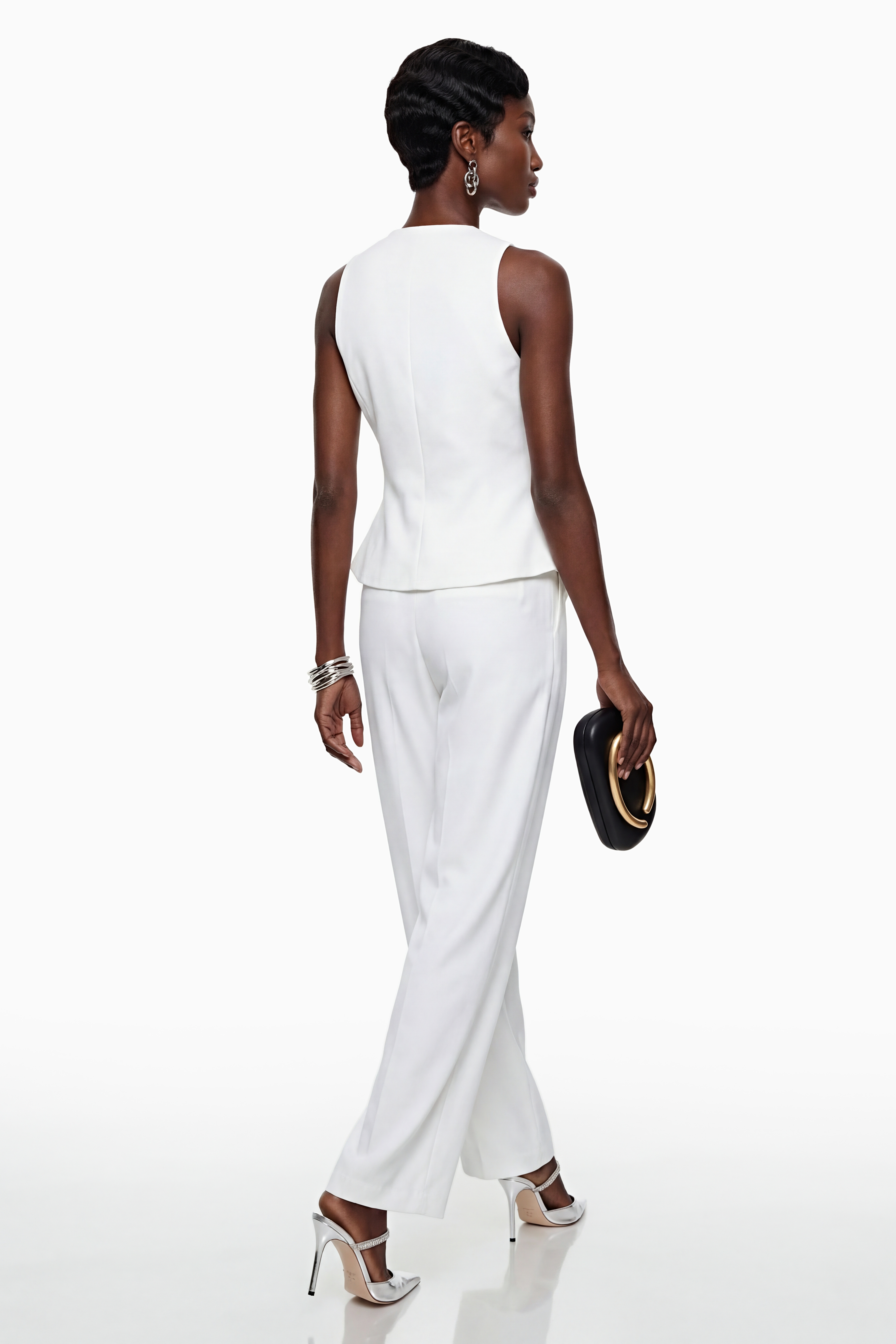 Heidi White Sleeveless Vest & Trousers Set (Final Sale-US Only)