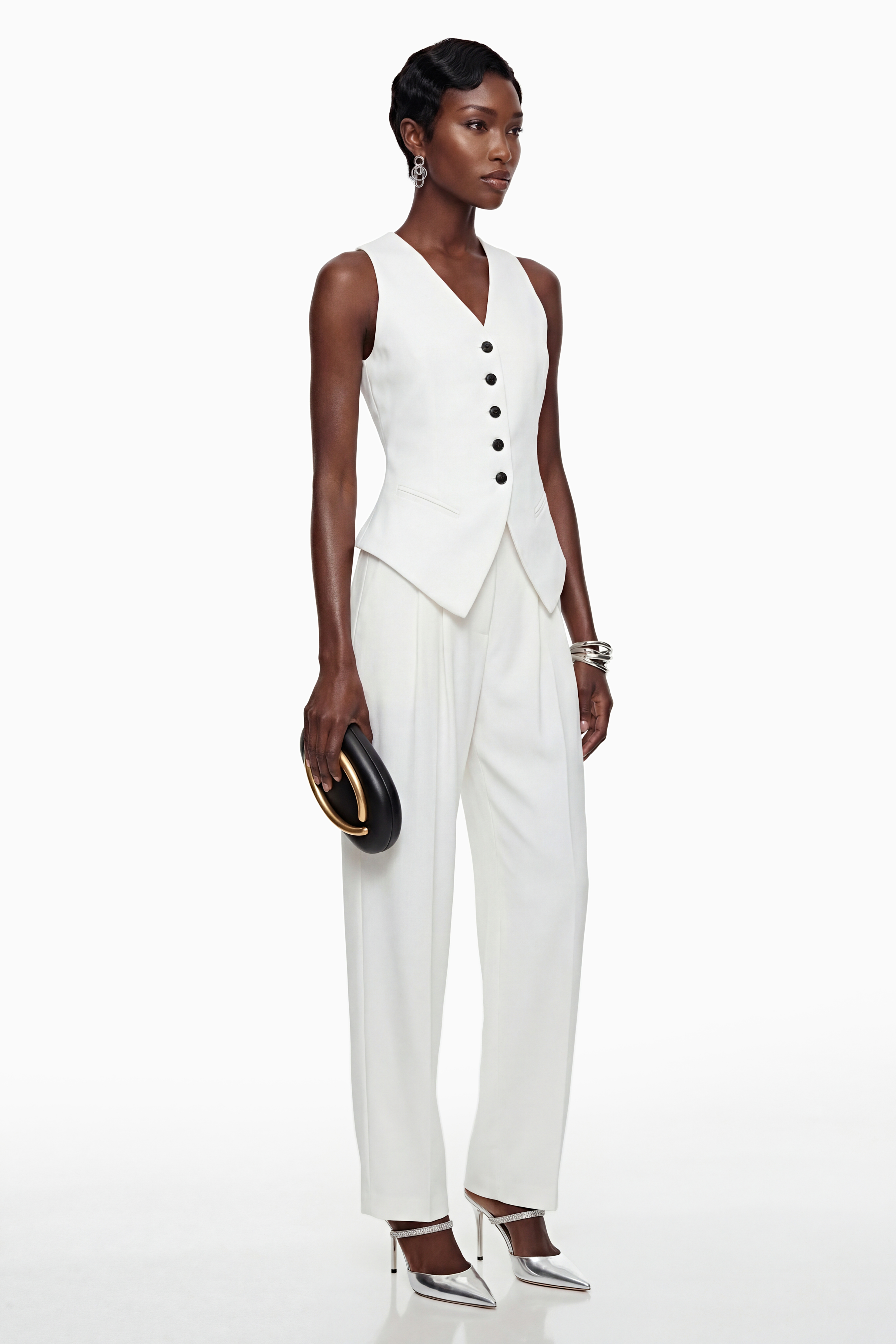 Heidi White Sleeveless Vest & Trousers Set (Final Sale-US Only)