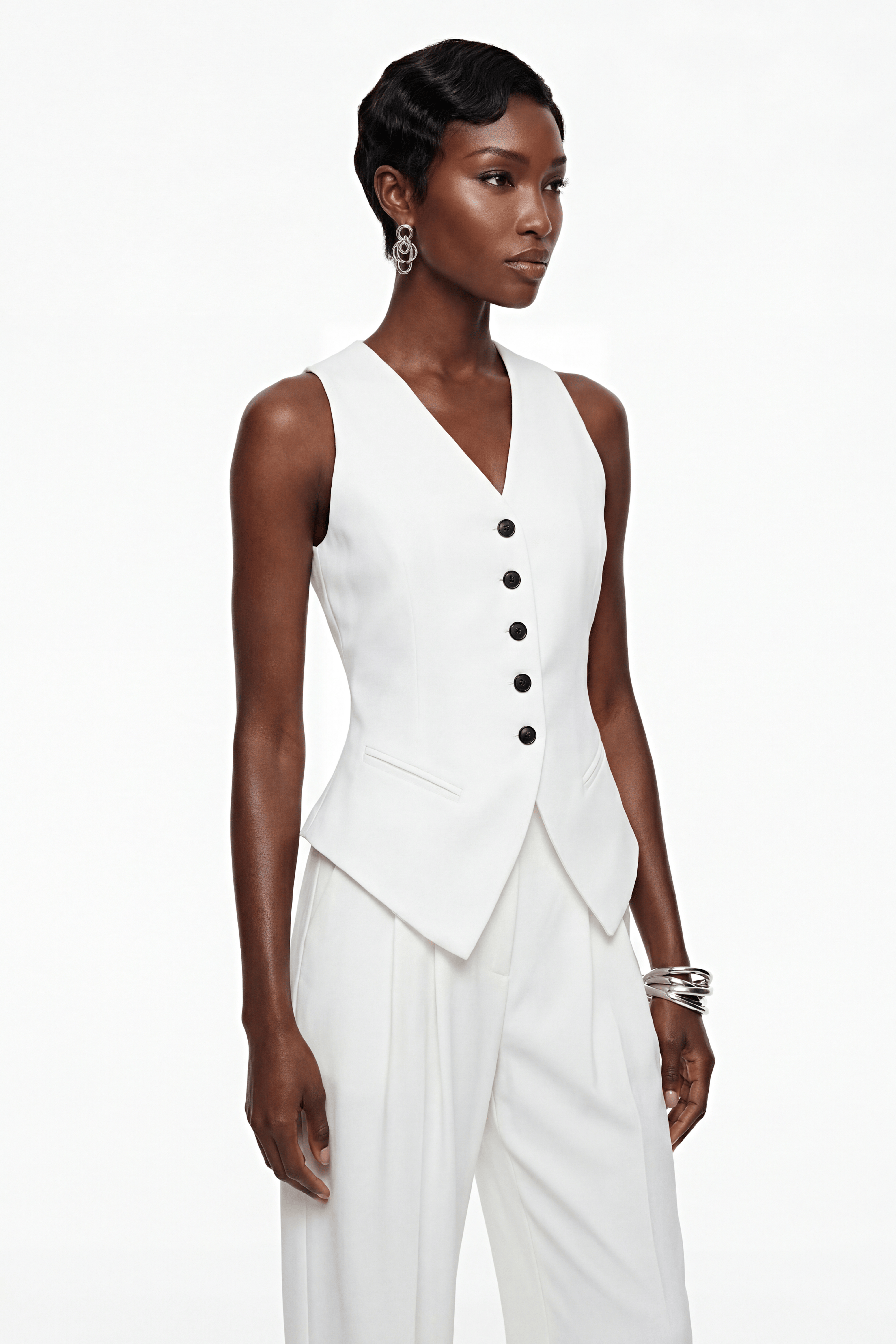 Heidi White Sleeveless Vest & Trousers Set (Final Sale-US Only)