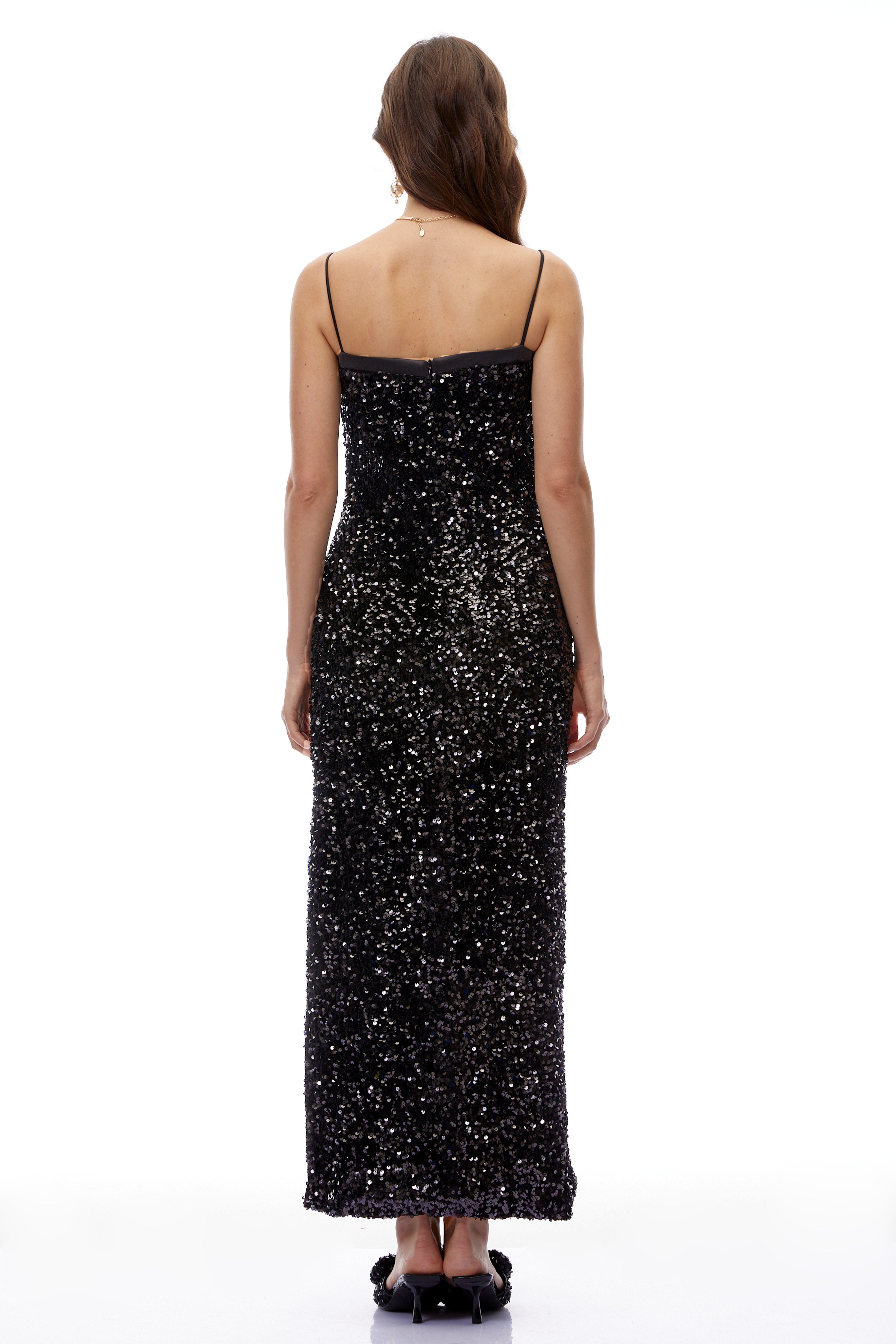 Henrietta Black Sweetheart Sequin Maxi Dress