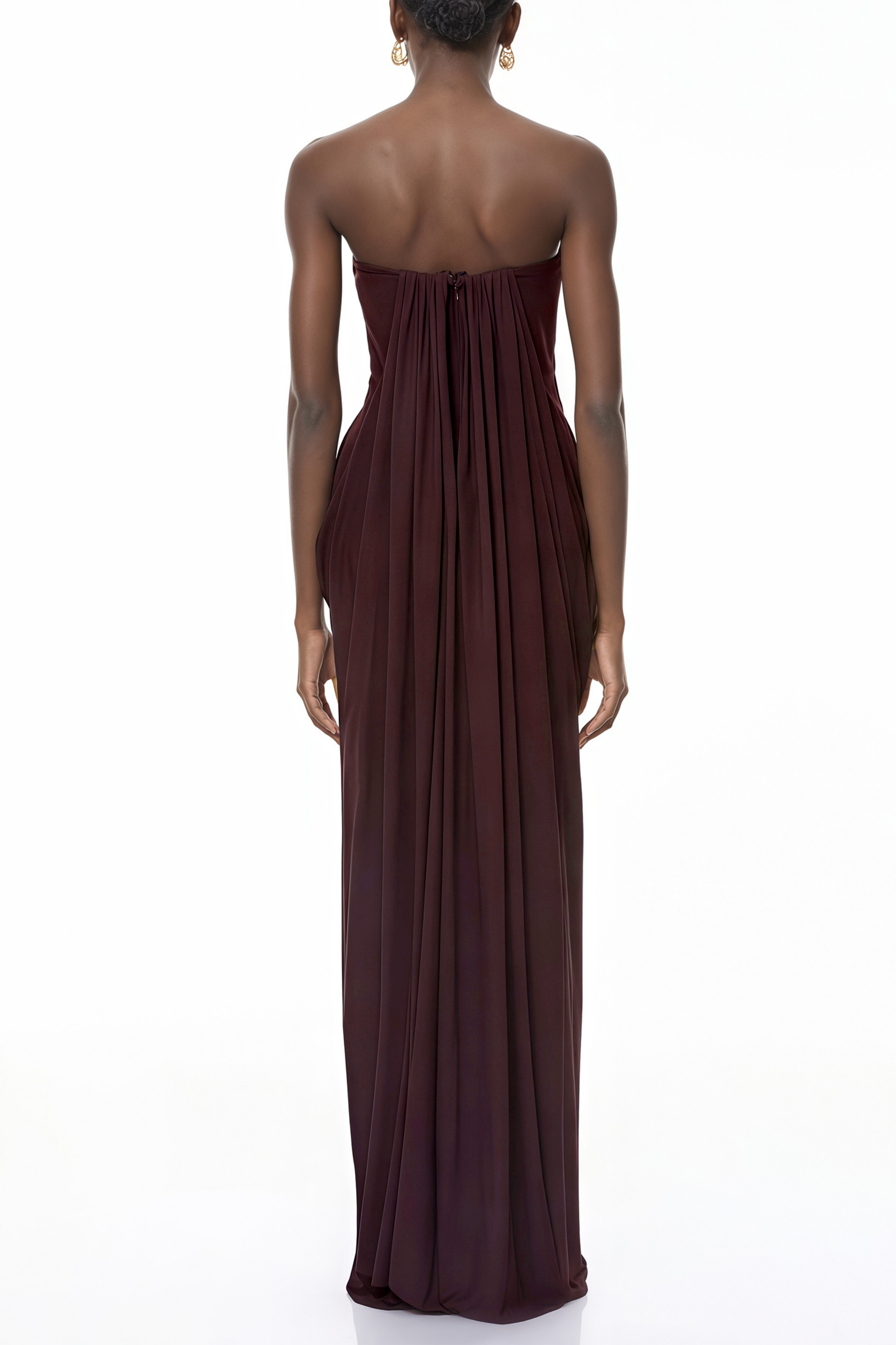 Honoria Chocolate Brown Off Shoulder Maxi Dress