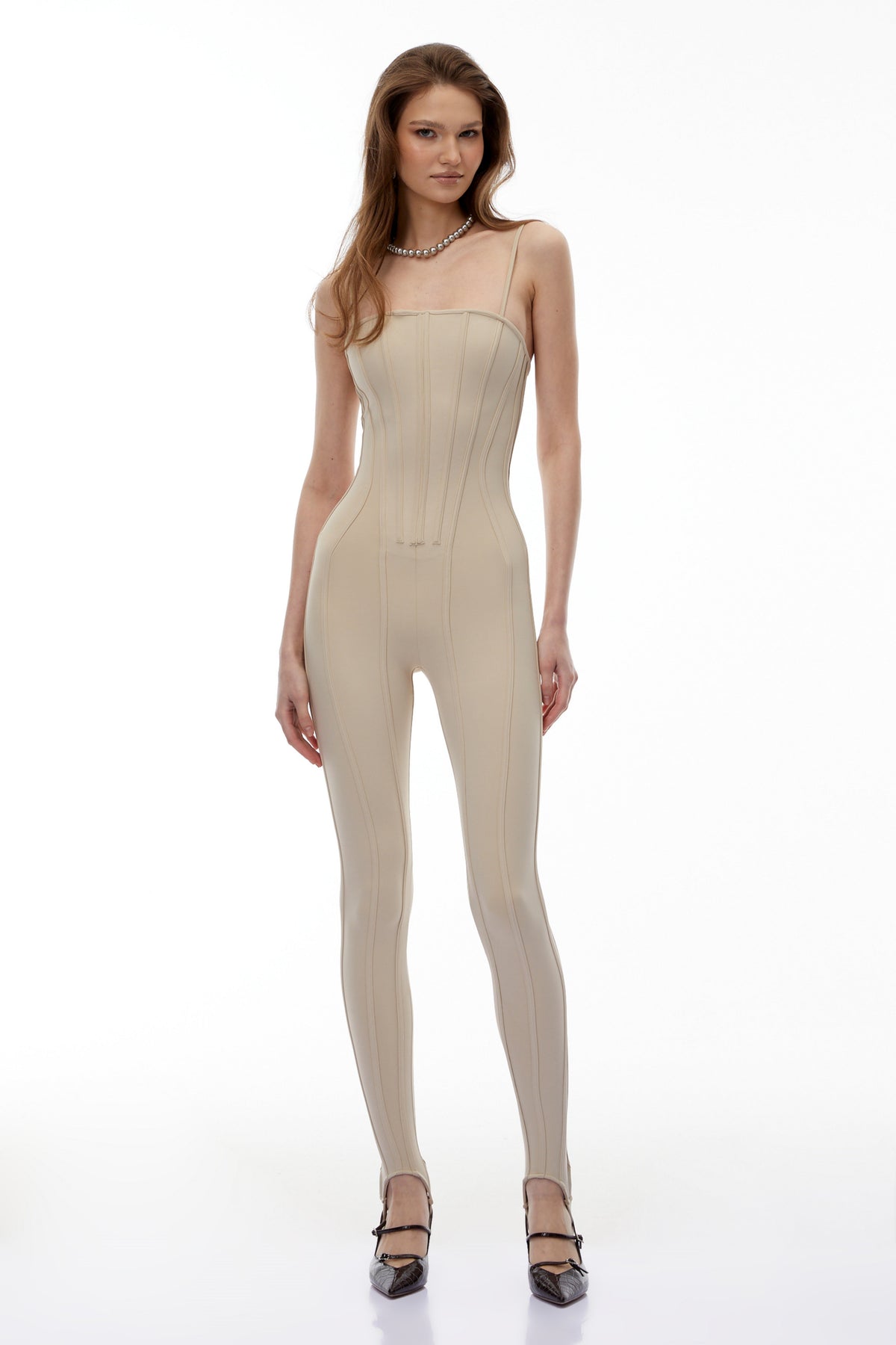 Humayma Neutral Skinny Fit Jumpsuit