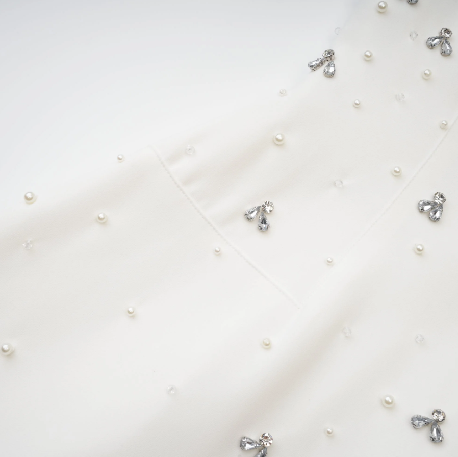 Melisande white embellished midi dress - White