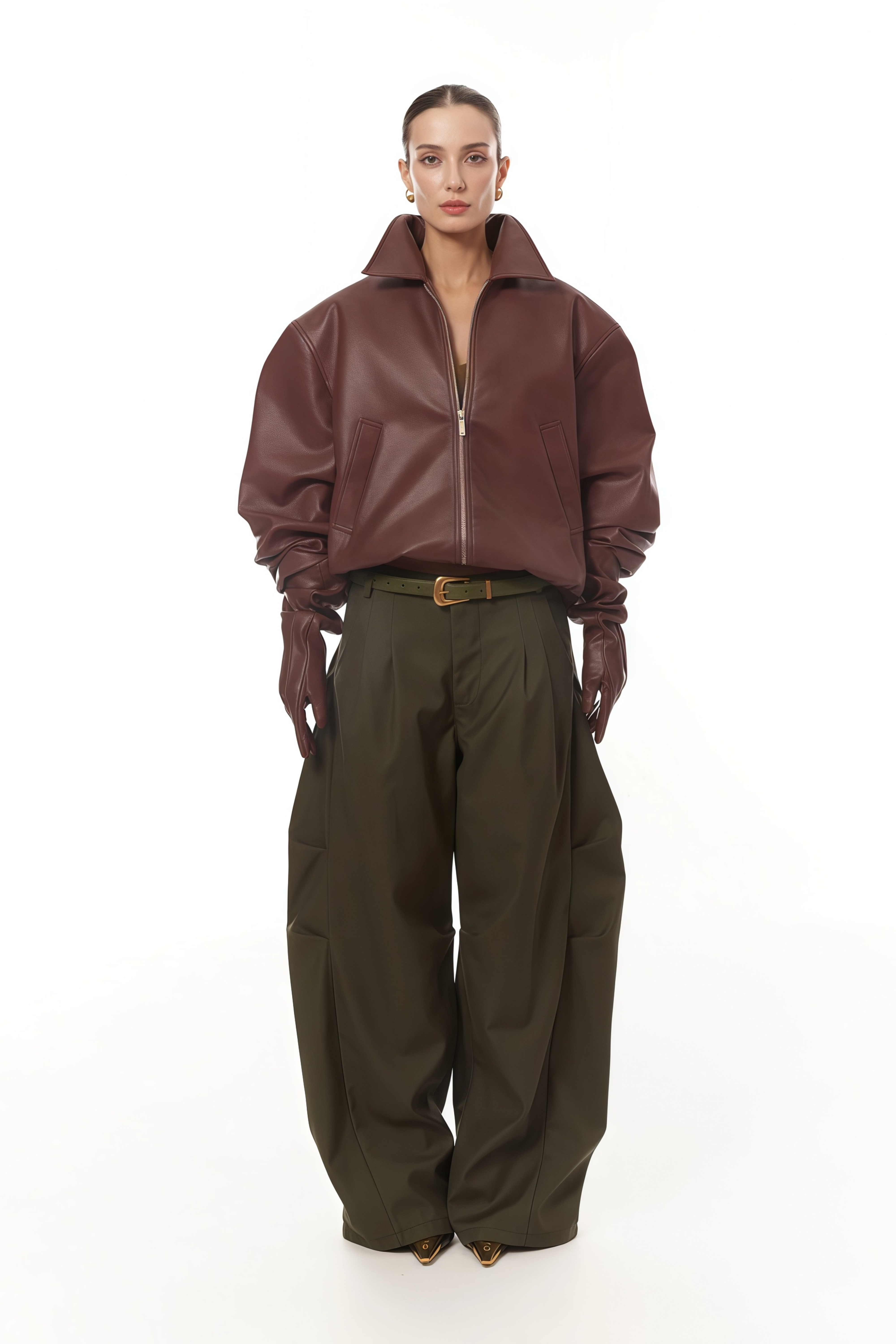 Harbor Burgundy Pebbled Leather Bomber Jacket (Final Sale)