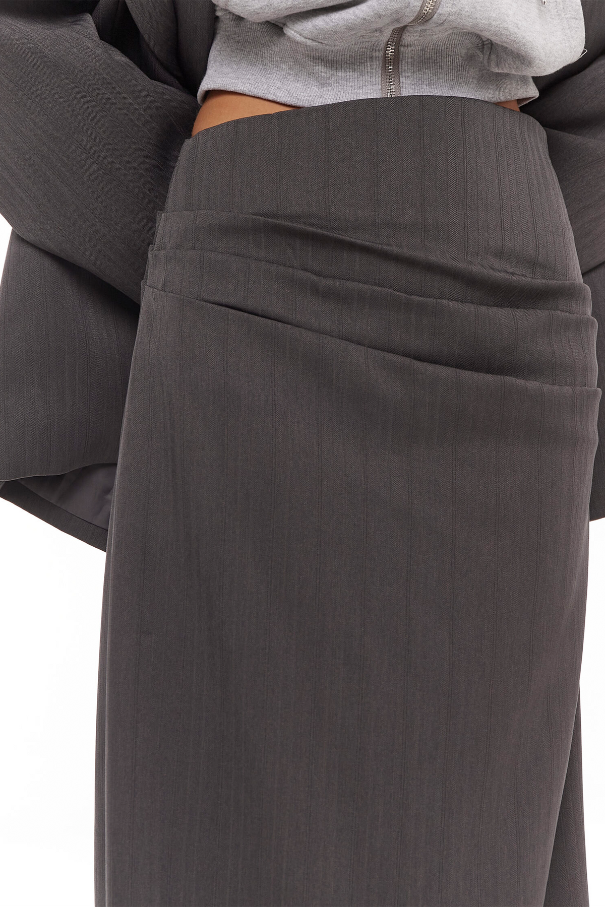 Eléonore Grey Ruched Maxi Skirt