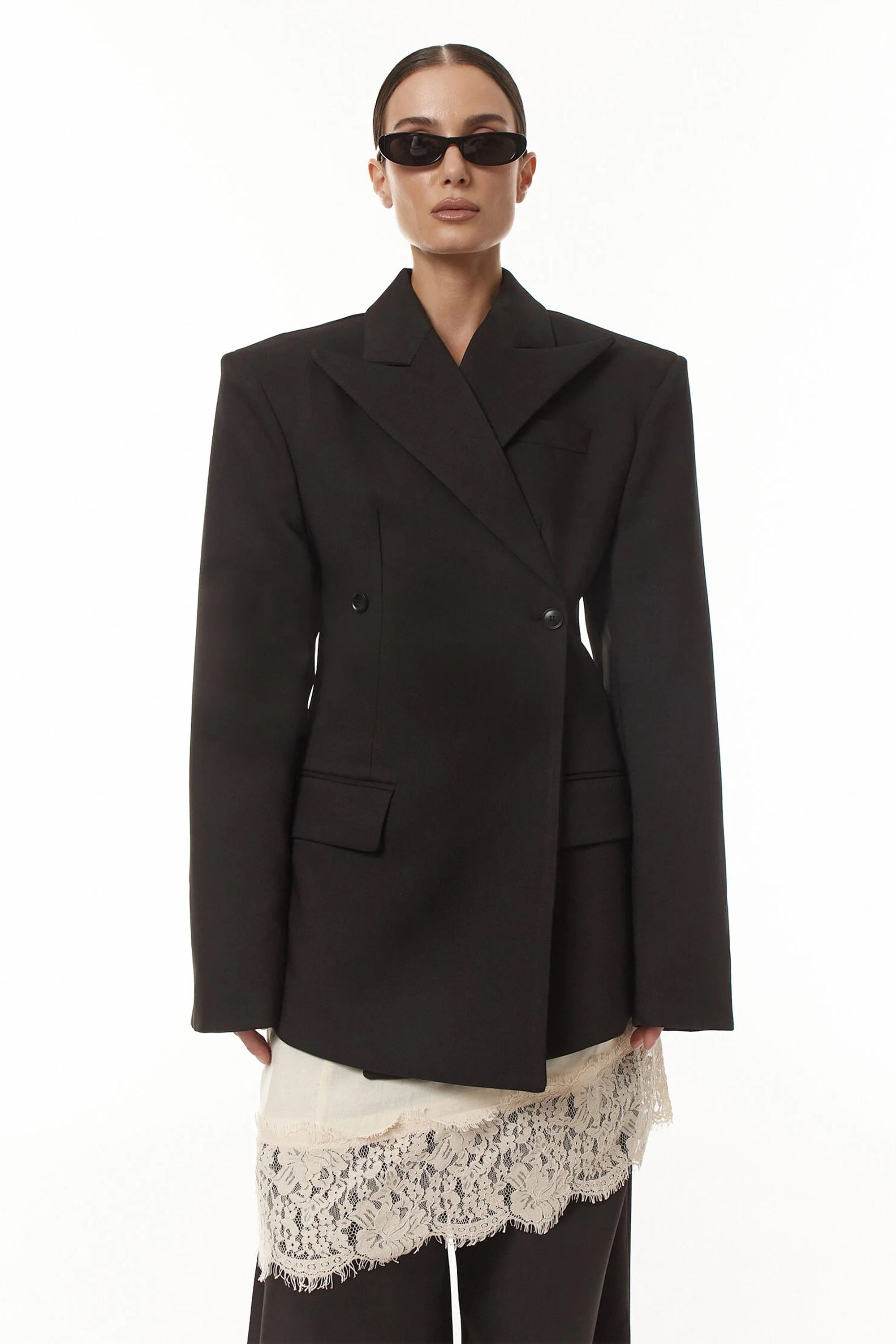 Dianthe Black Double-Breasted Oversize Blazer