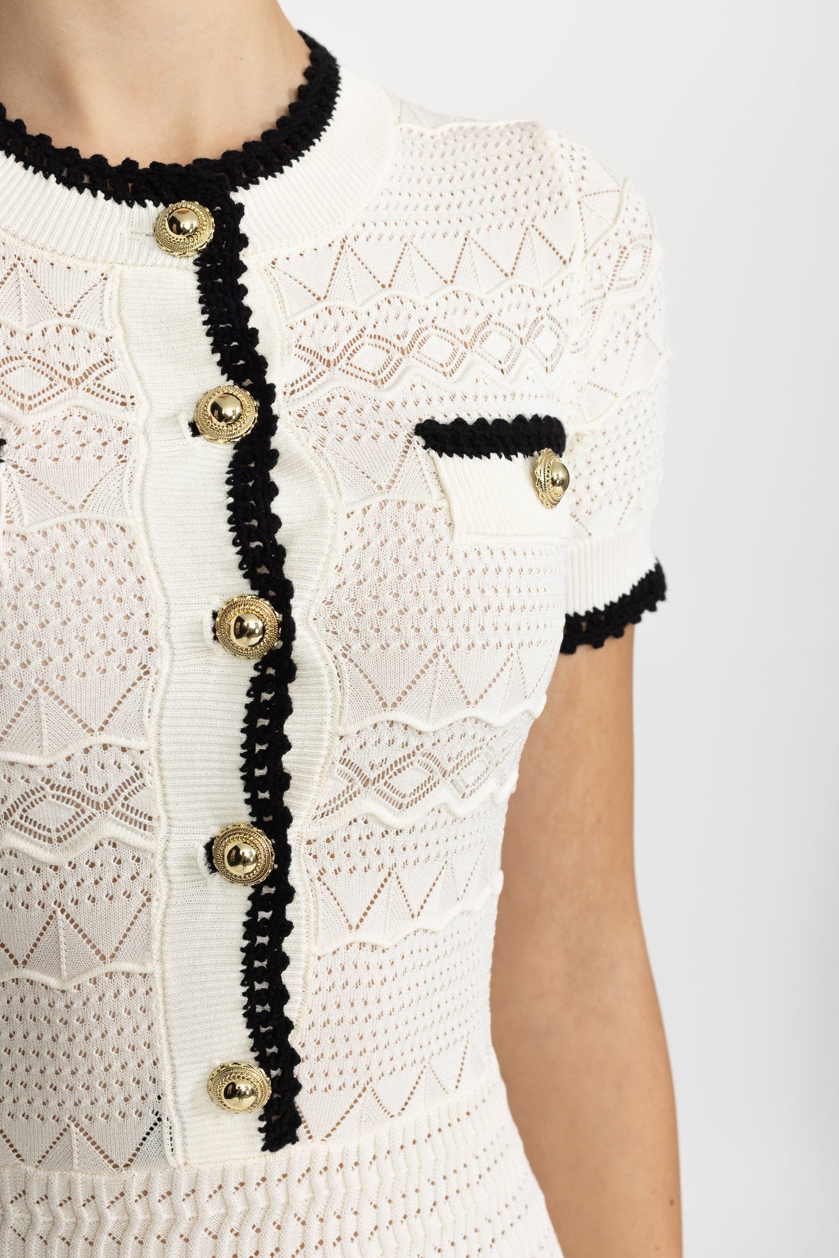 Eugénie Ivoire Pointelle Knit Belted Midi Dress