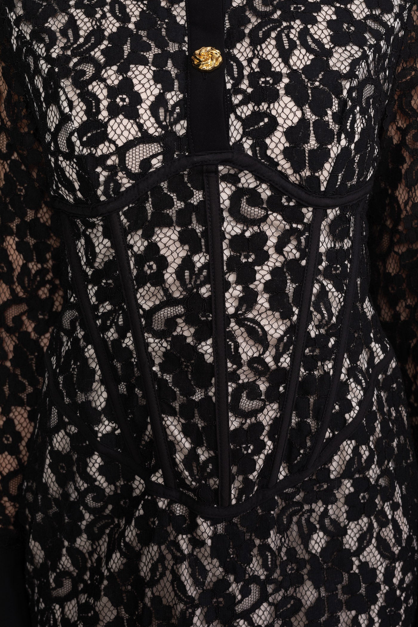 Long Sleeved Lace Mini Dress With Scallop Hem - Black