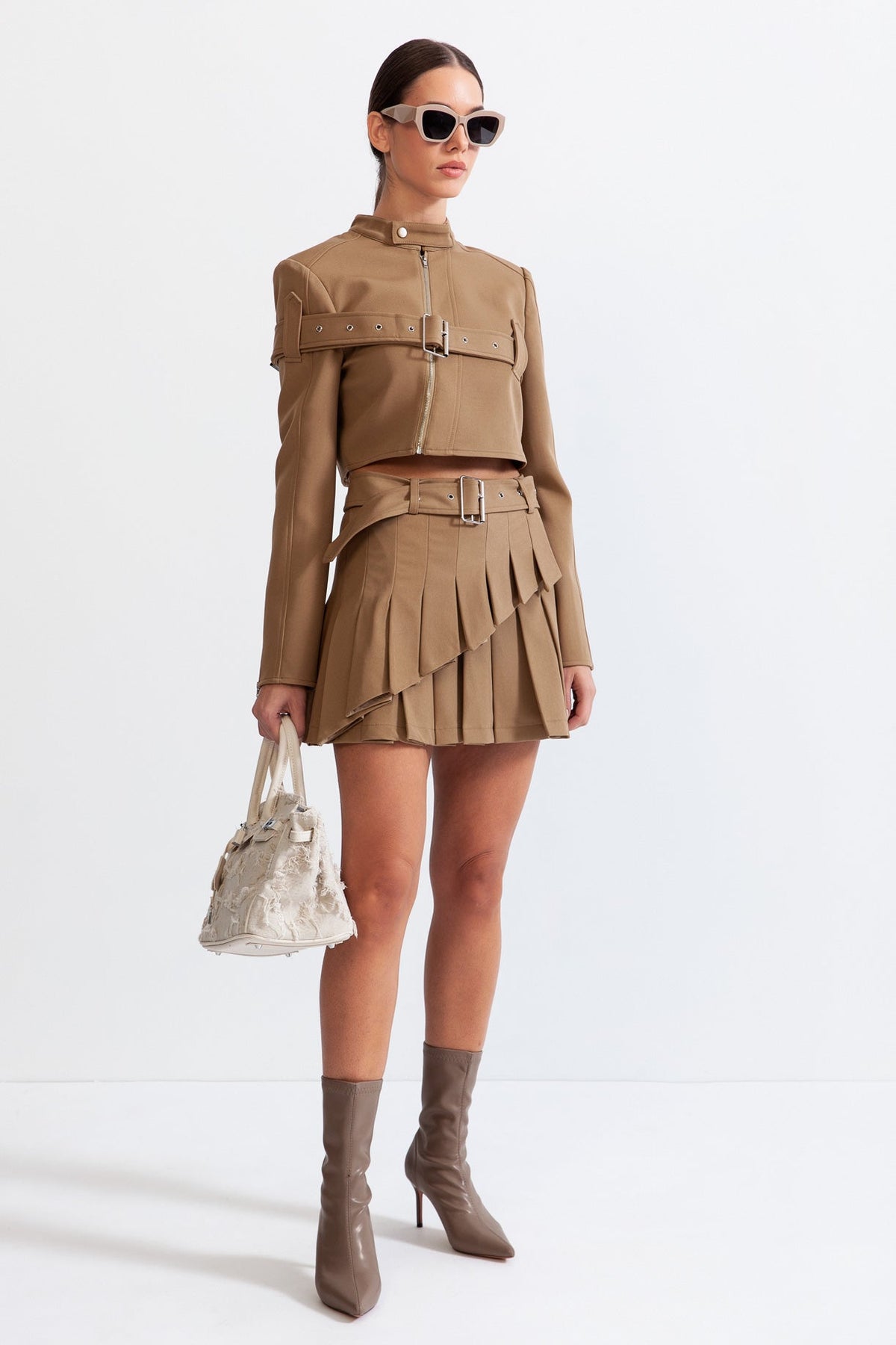 MIELLA Military Co-ord with Skirt and Blazer - Brown