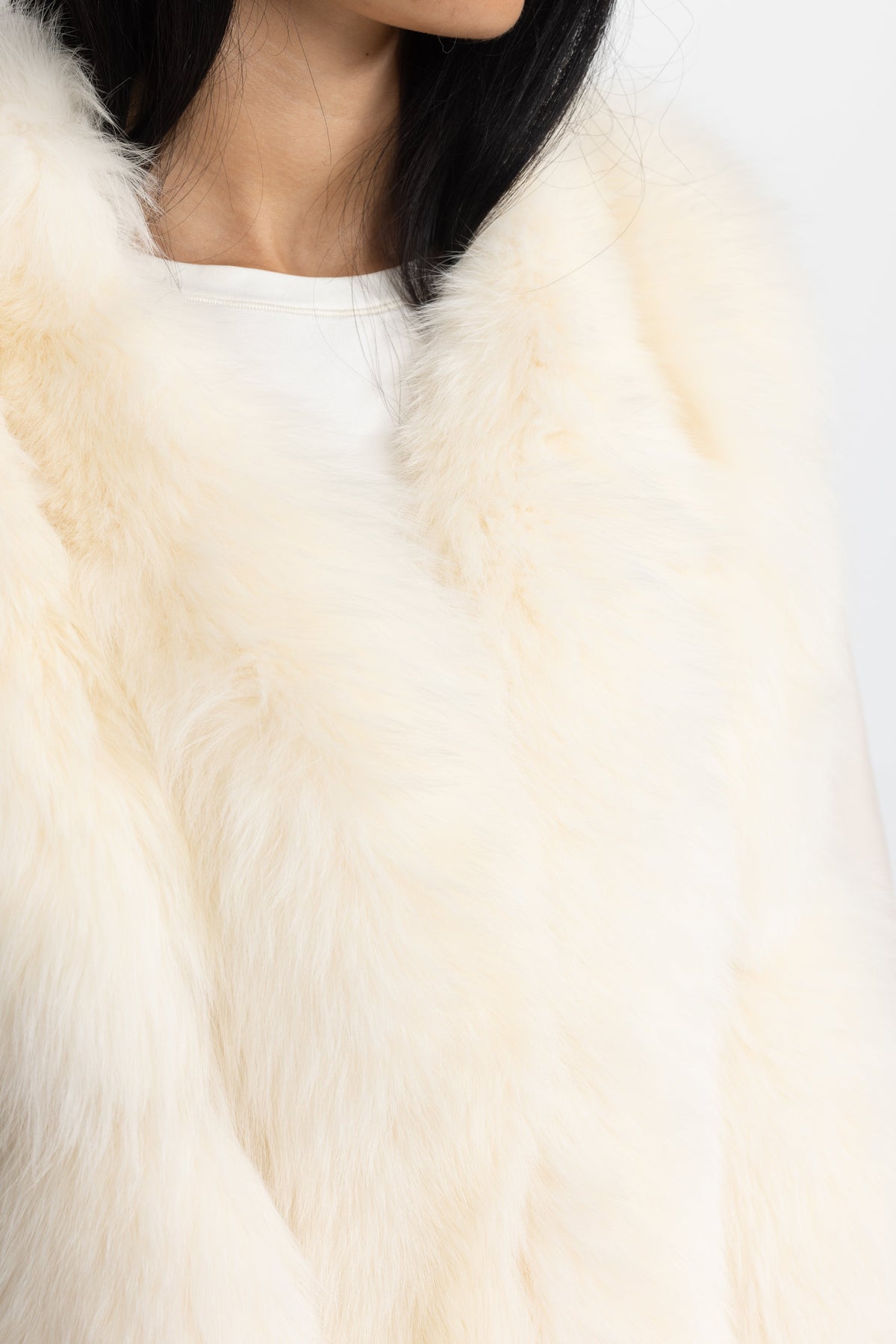 Athénaïs Ivoire Fox Fur Panel Shearling Jacket