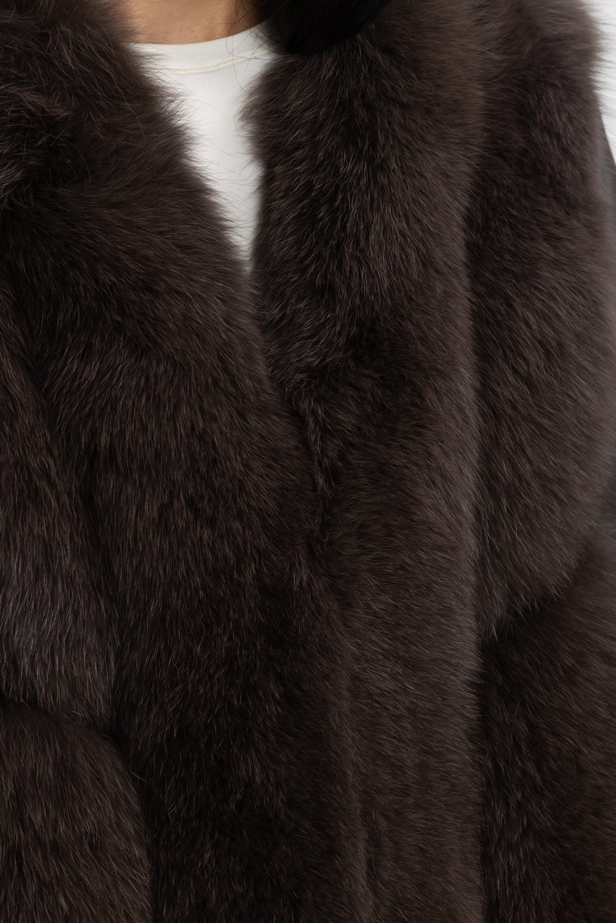 Athénaïs Chocolate Fox Fur Panel Shearling Jacket