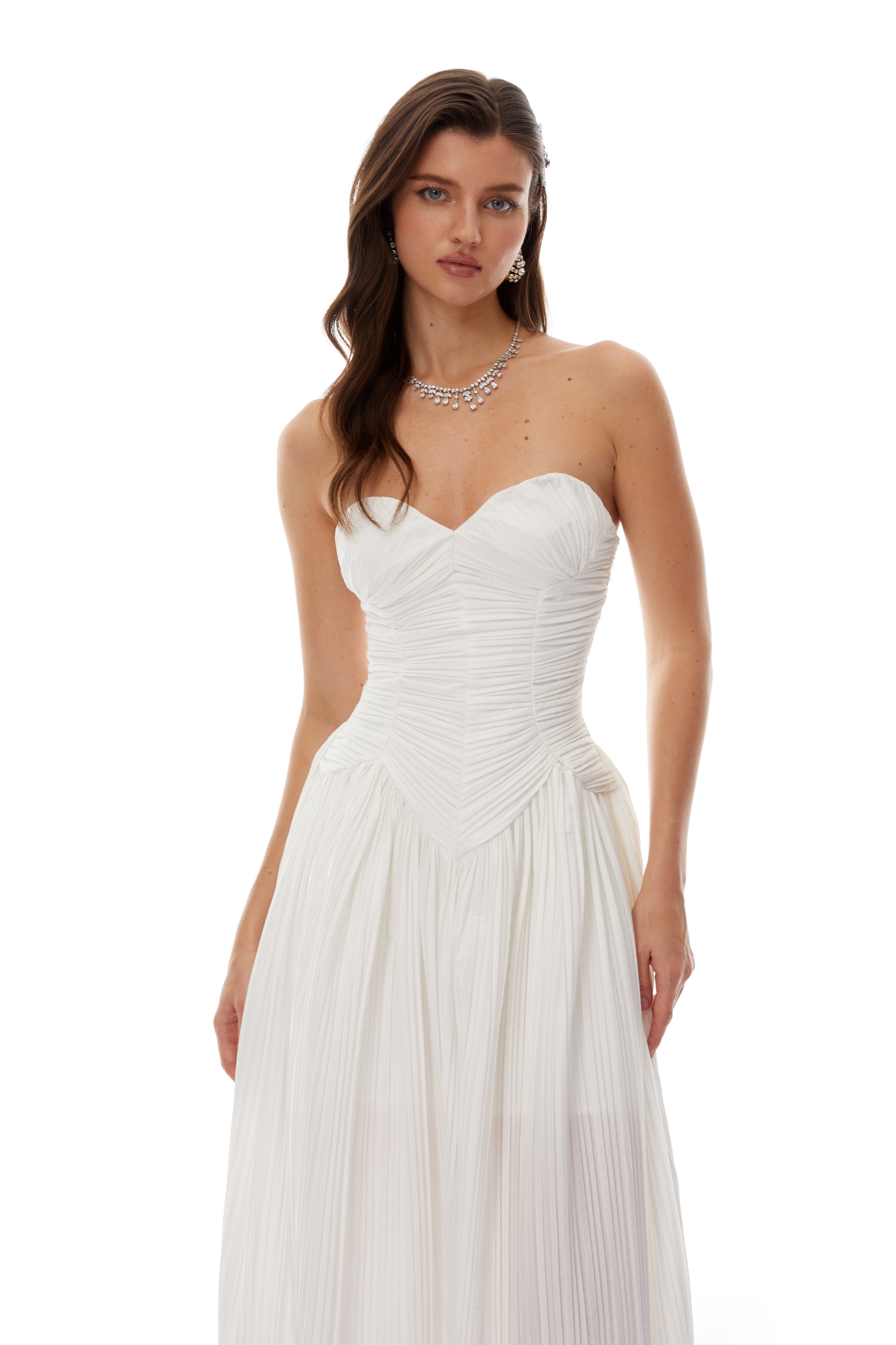 Ilinca White Off-Shoulder Ruched Maxi Dress (Final Sale-US Only)