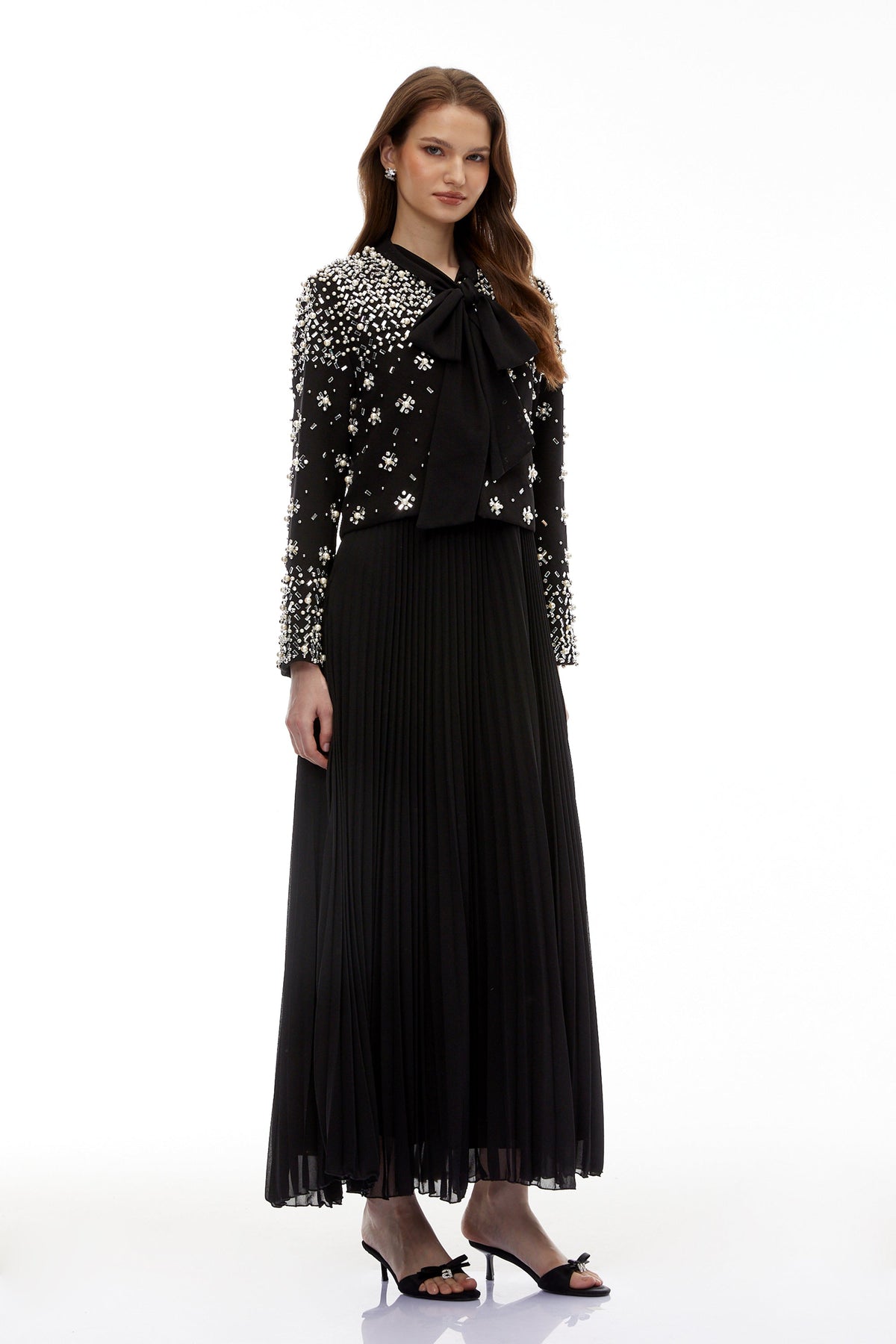 Imogen Black Embellished Jacket & Dress Set (Final Sale)