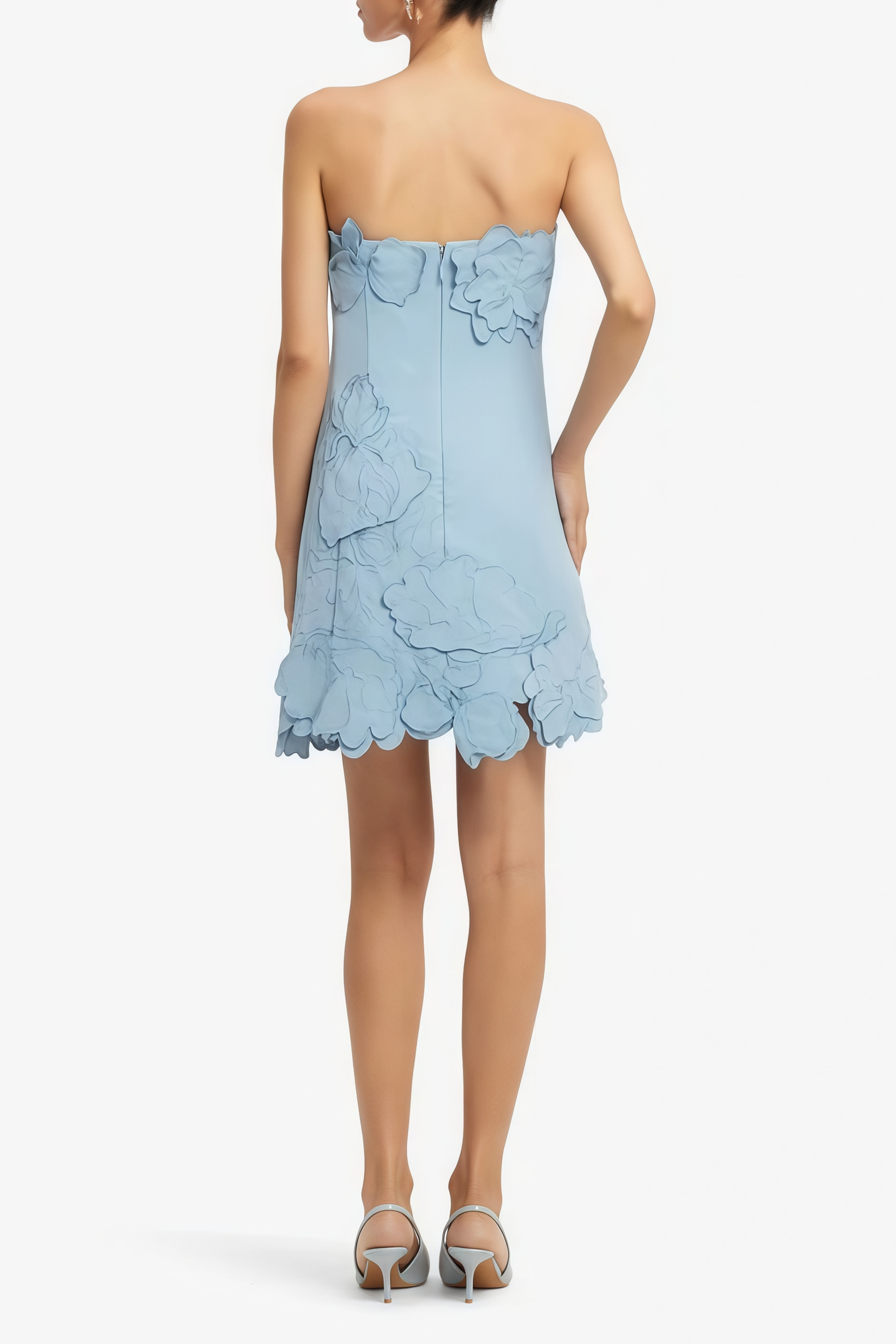 Inga Blue Strapless Floral Embroidered Mini Dress (Final Sale-US Only)