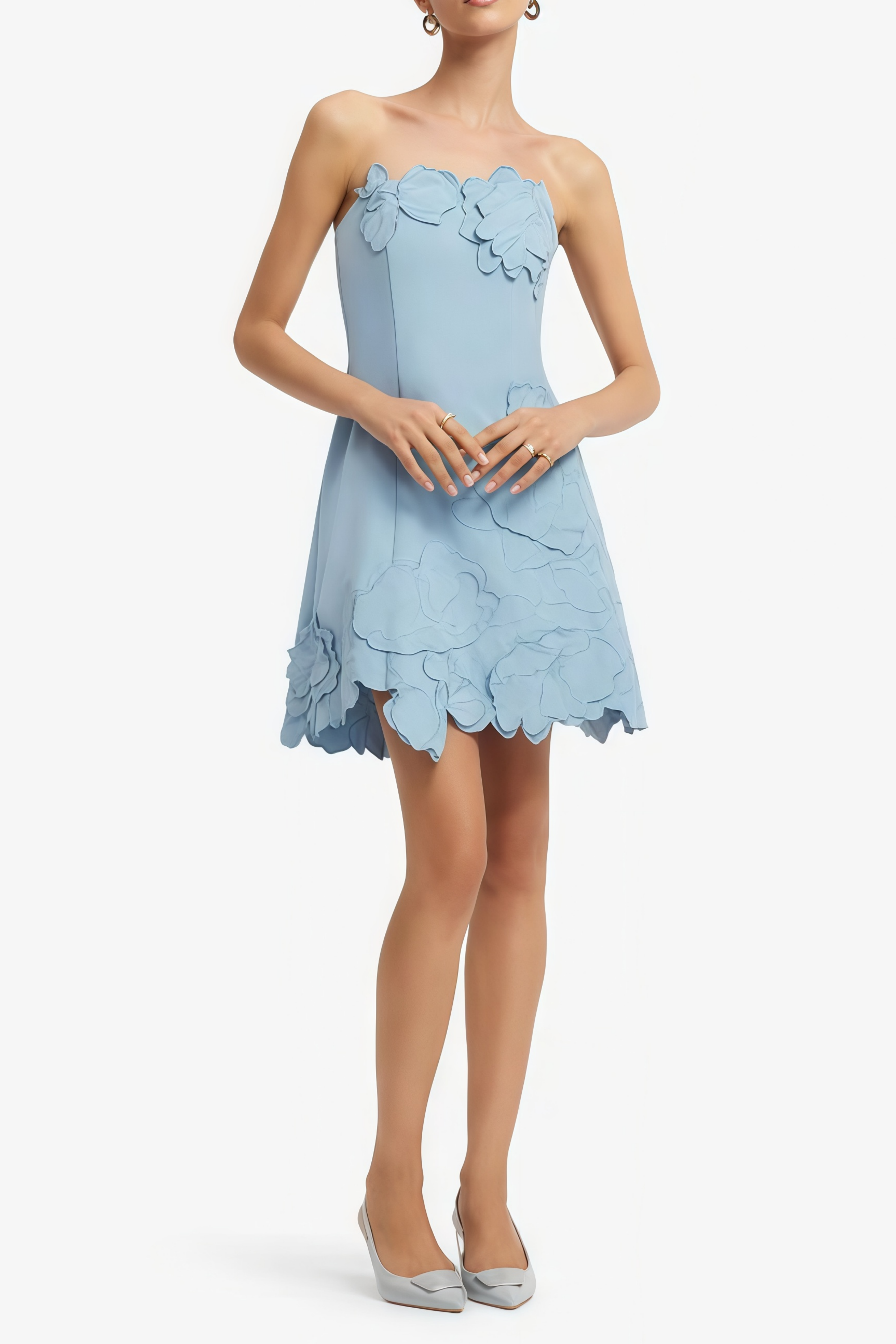 Inga Blue Strapless Floral Embroidered Mini Dress (Final Sale-US Only)