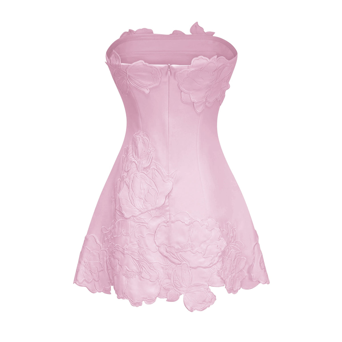 Inga Pink Strapless Floral Embroidered Mini Dress
