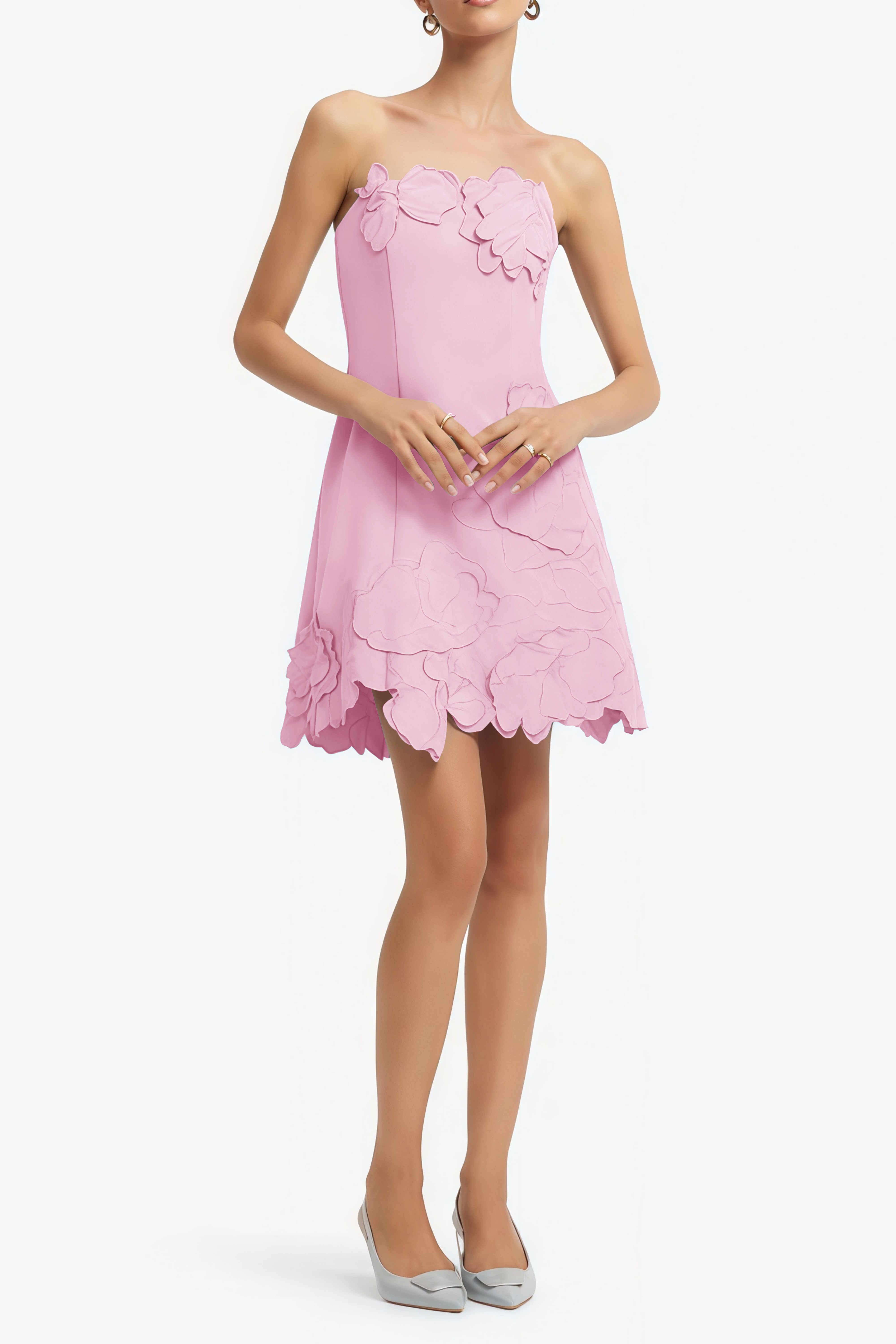 Inga Pink Strapless Floral Embroidered Mini Dress (Final Sale-US Only)
