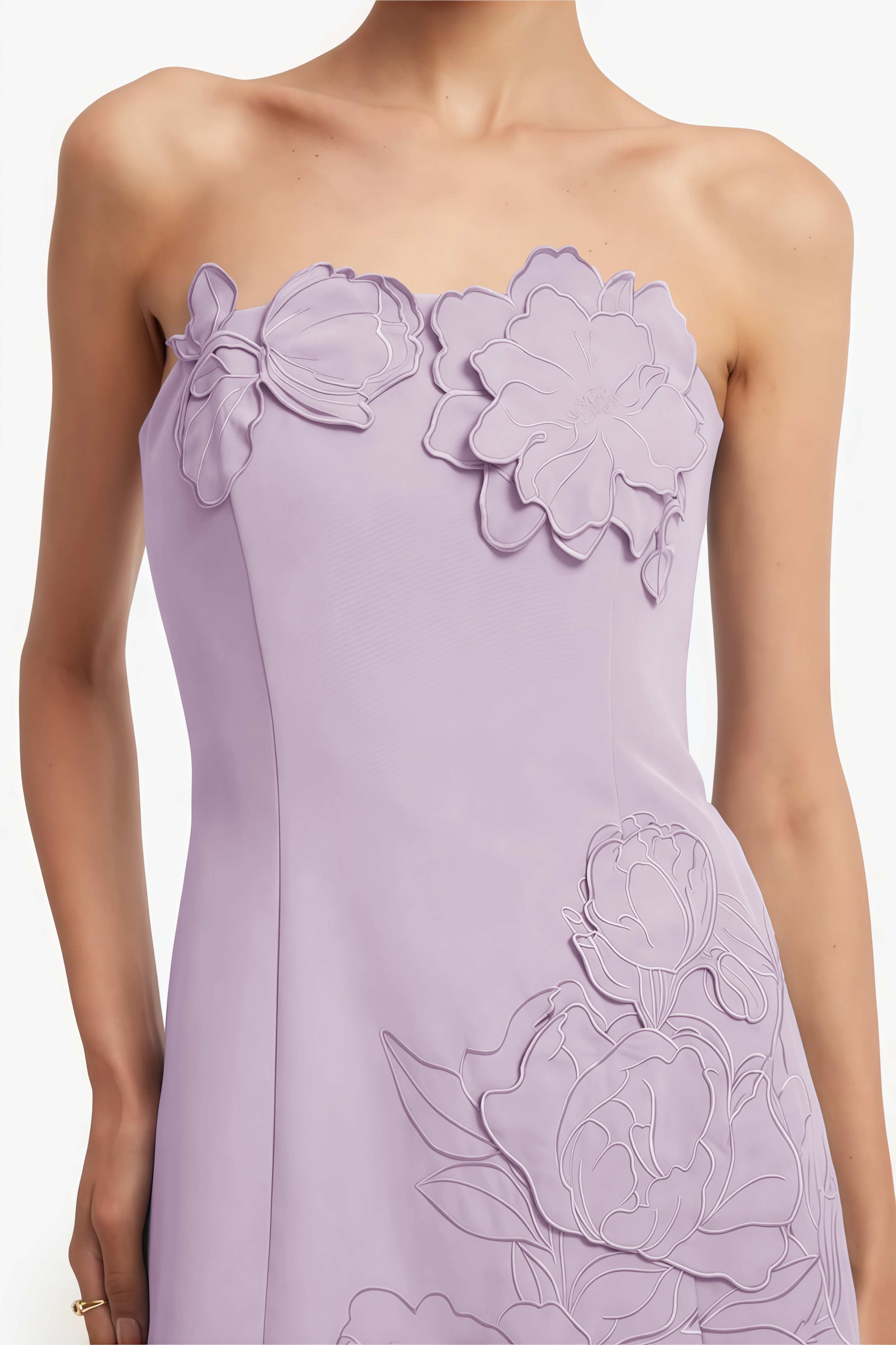 Inga Purple Strapless Floral Embroidered Mini Dress