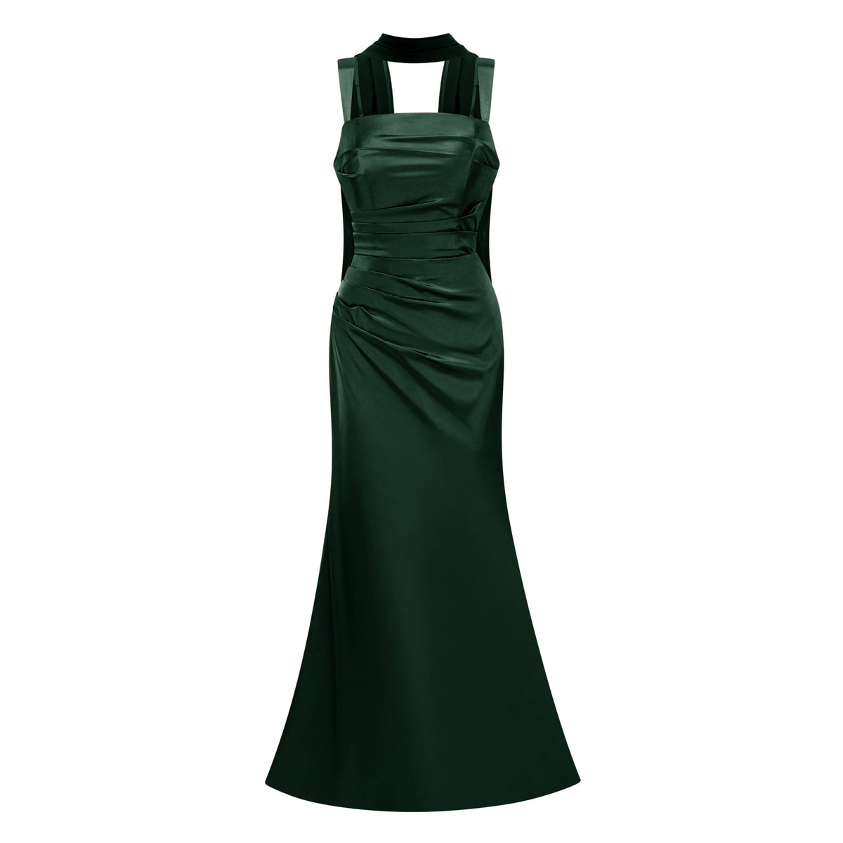 Inmaculada Emerald Ruched Satin Maxi Dress