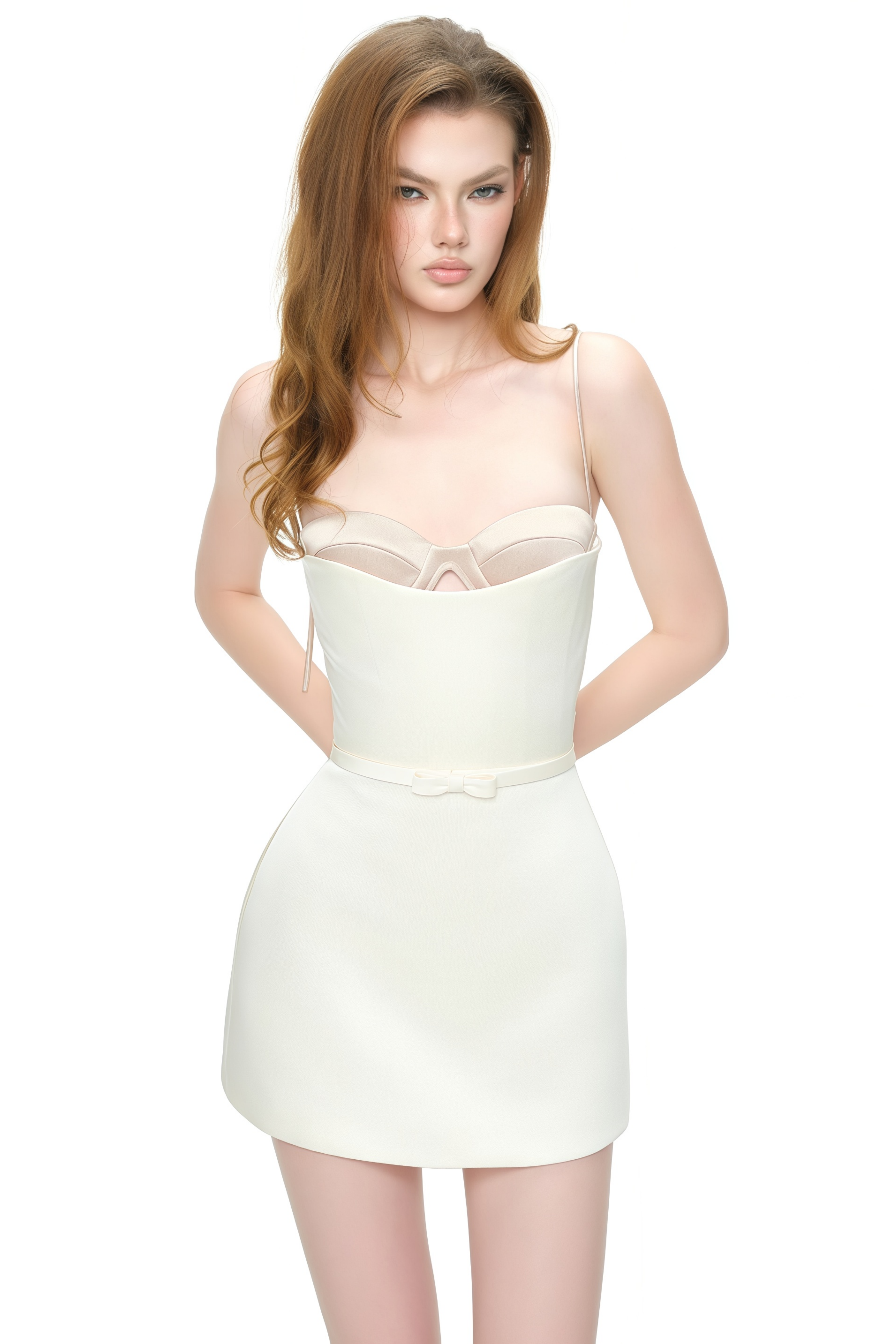 Isabelle Cream White Color Block Mini Dress