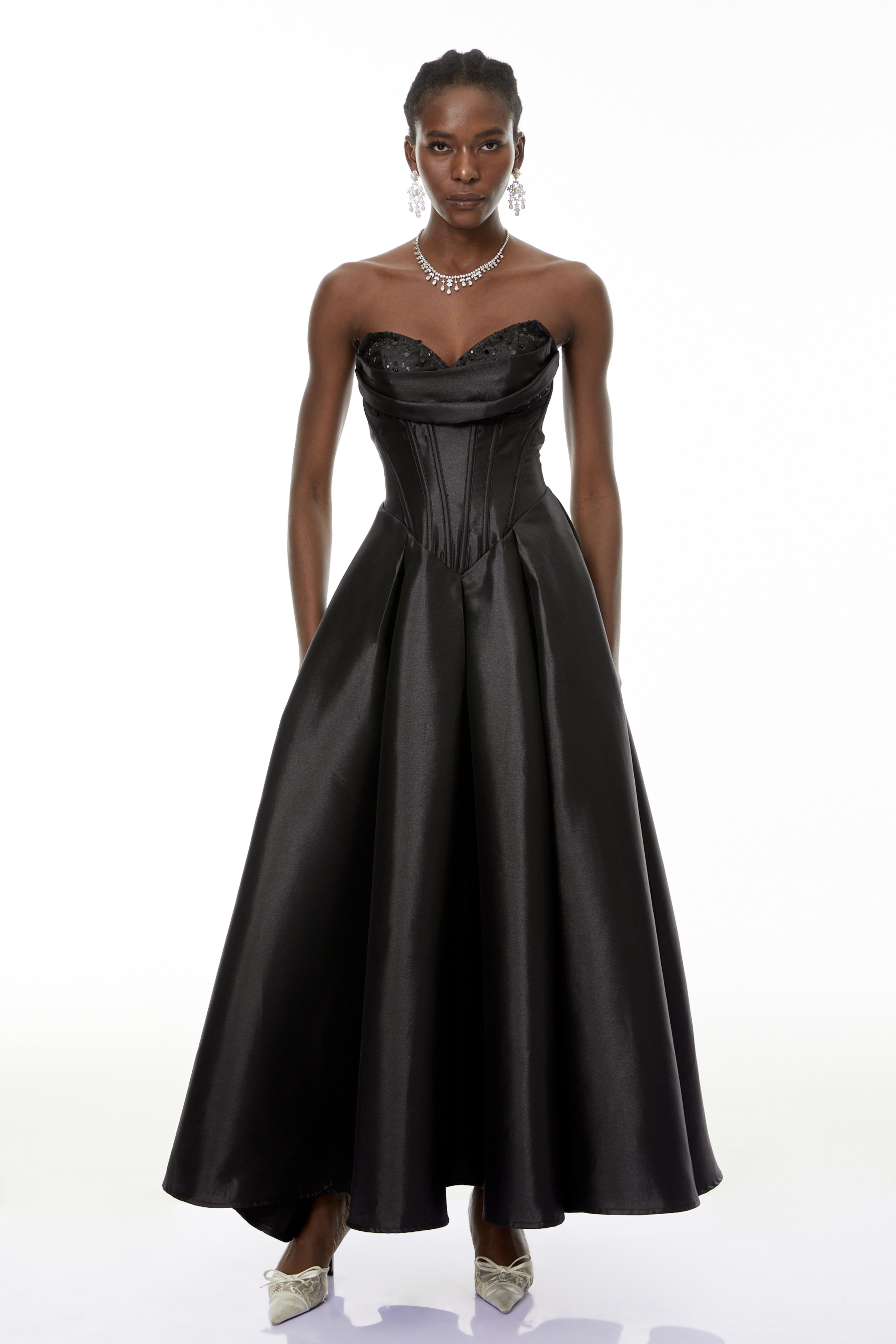 Ivana Black Corset Bodice Maxi Gown (Final Sale-US Only)