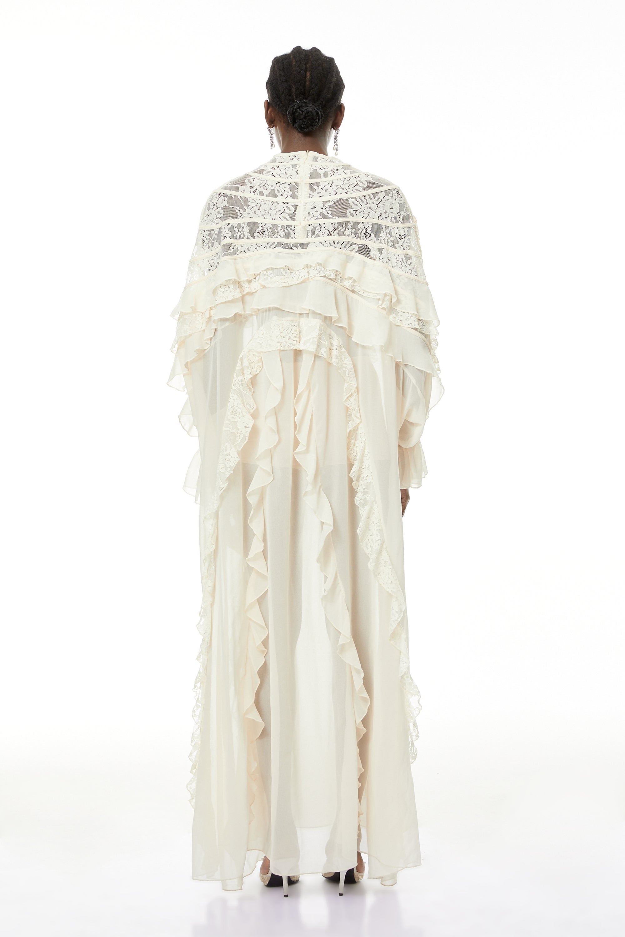 Ivana Neutrals Lace Ruched Maxi Dress (Final Sale-US Only)