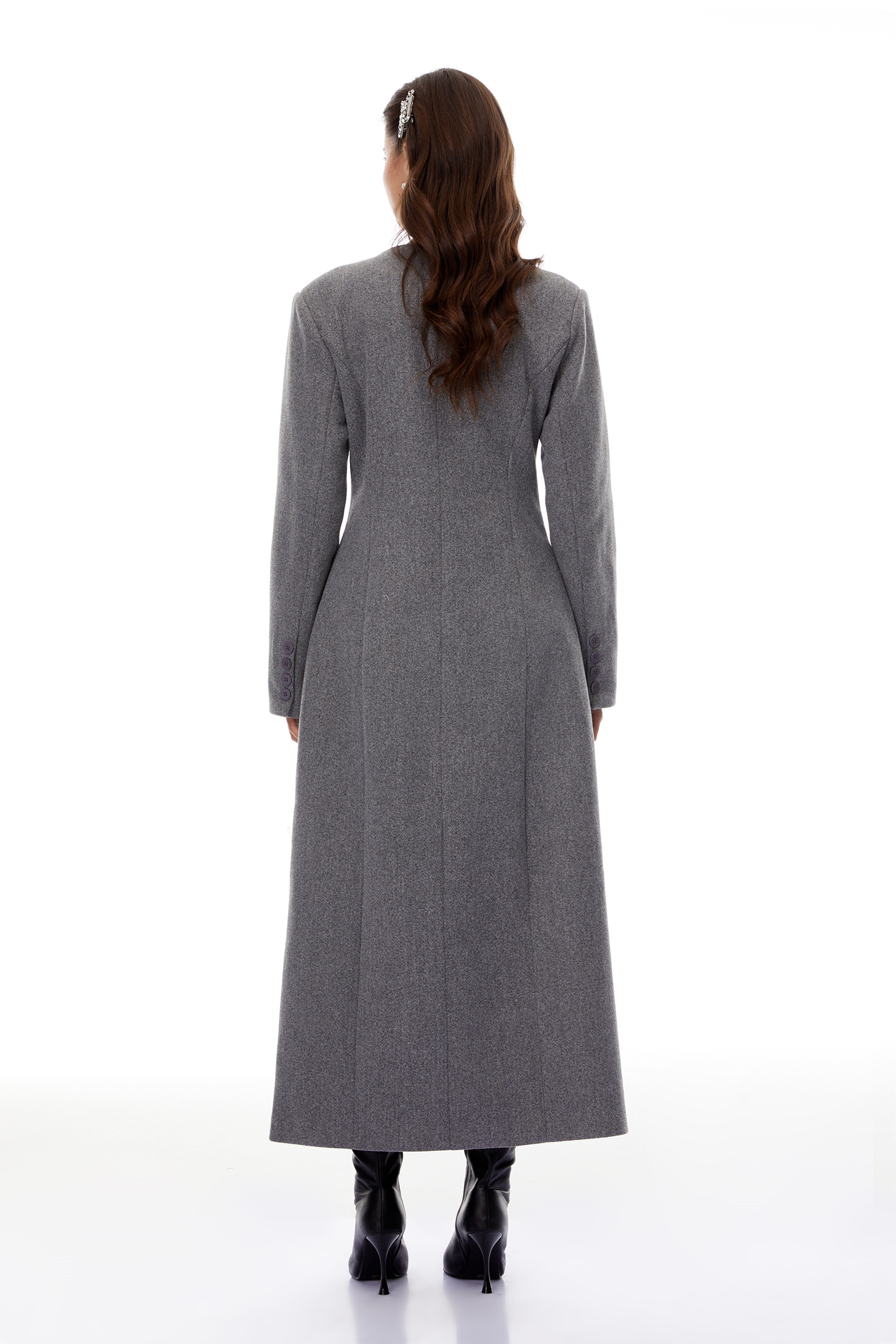 Izan Grey Asymmetrical Tweed Blazer Maxi Dress (Final Sale)
