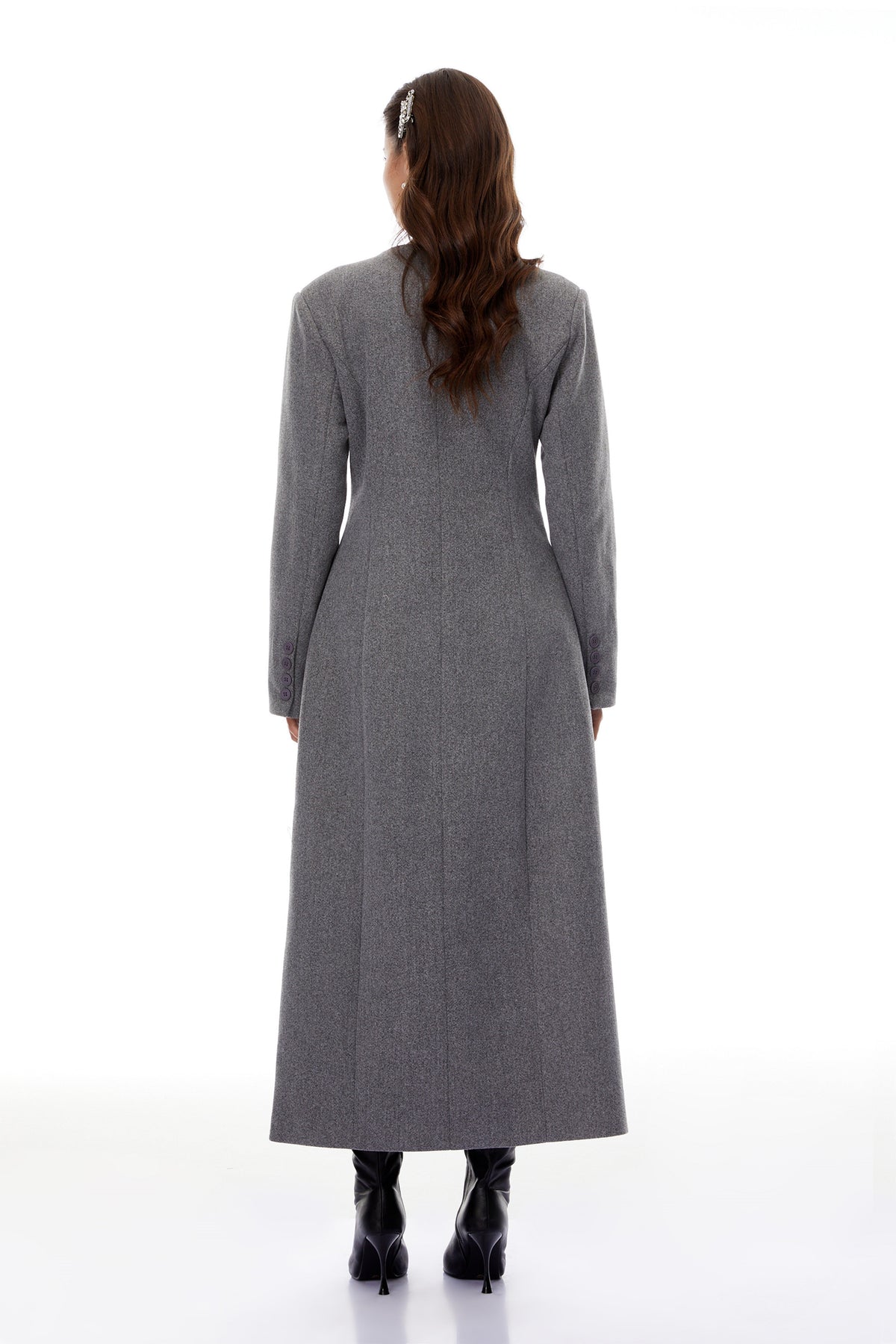 Izan Grey Asymmetrical Tweed Blazer Maxi Dress (Final Sale)
