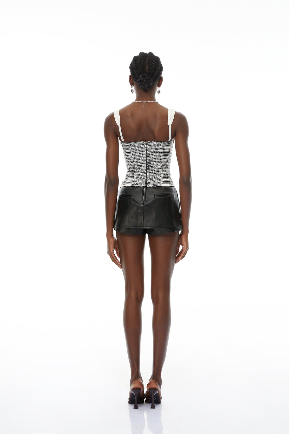 Jana Color Block Houndstooth Corset Top