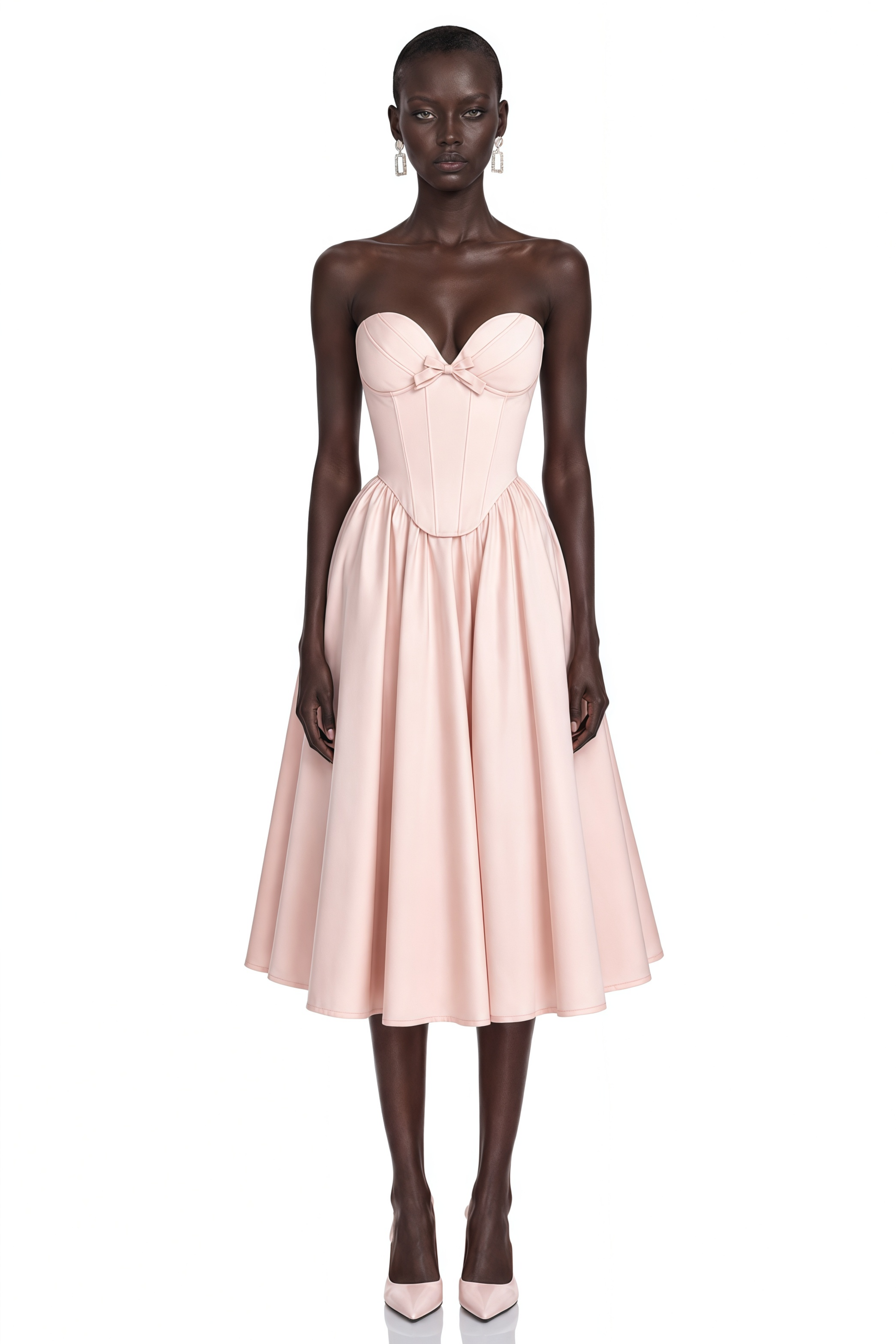 Jana Pink Corset Maxi Dress with Bow Detail