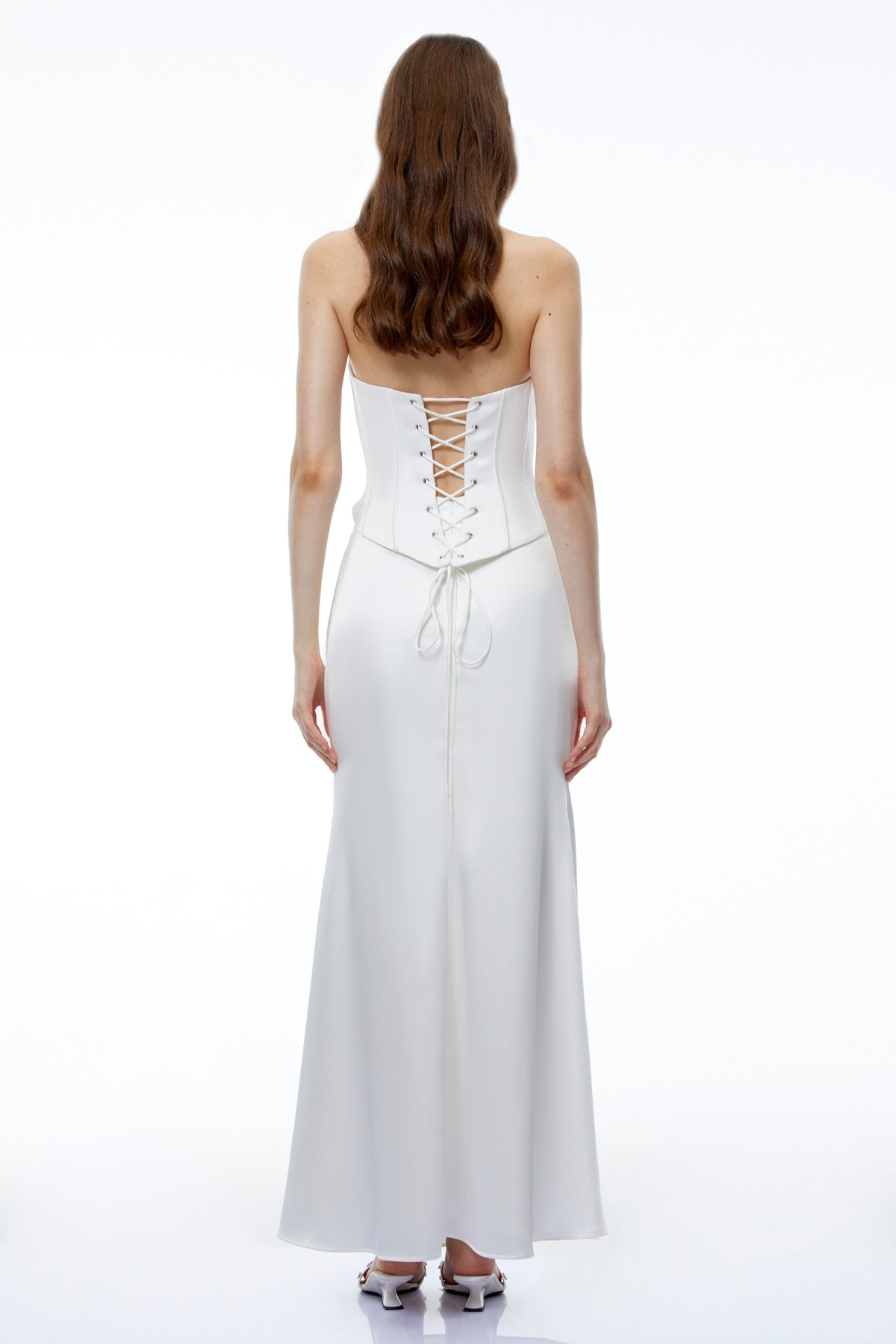 Jeanne White Off Shoulder Crop Top & Skirt Set