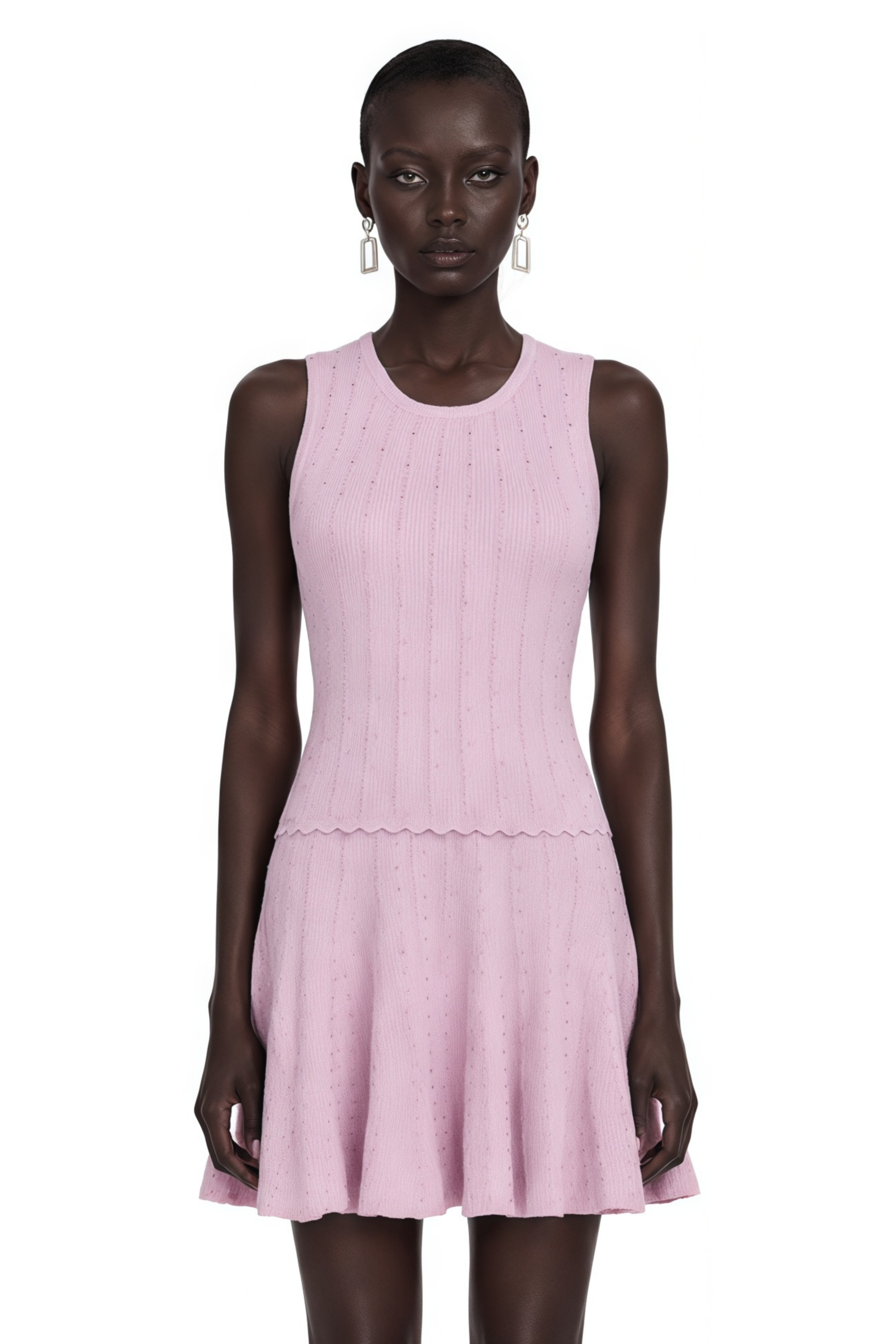 Joan Pink Ribbed Knit Top & Skirt Set