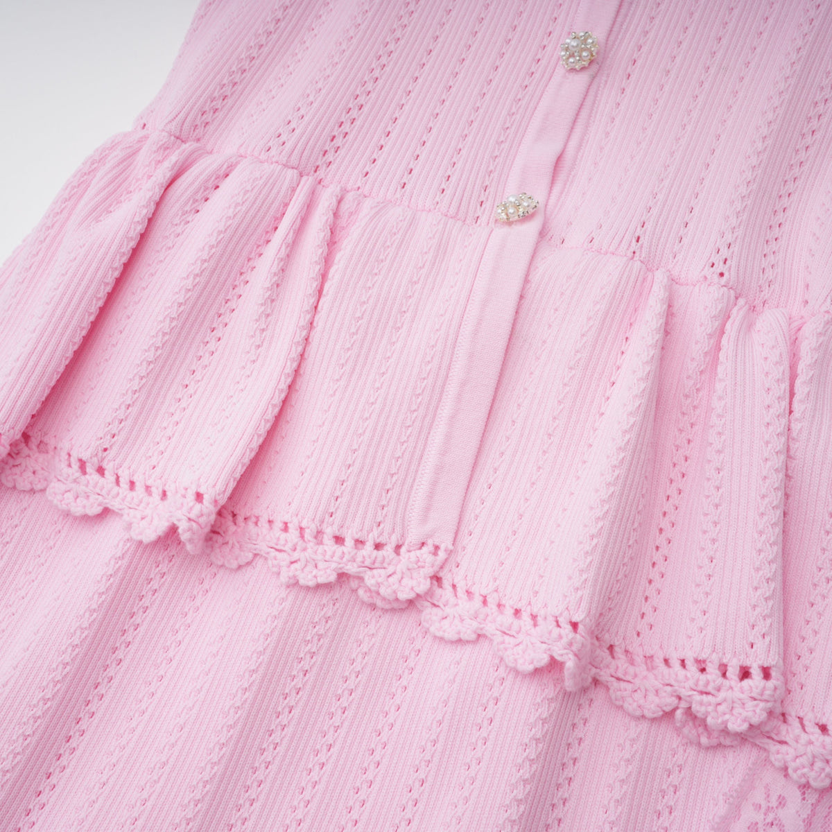 Jocasta Pink Stretch Lace Knit Midi Dress