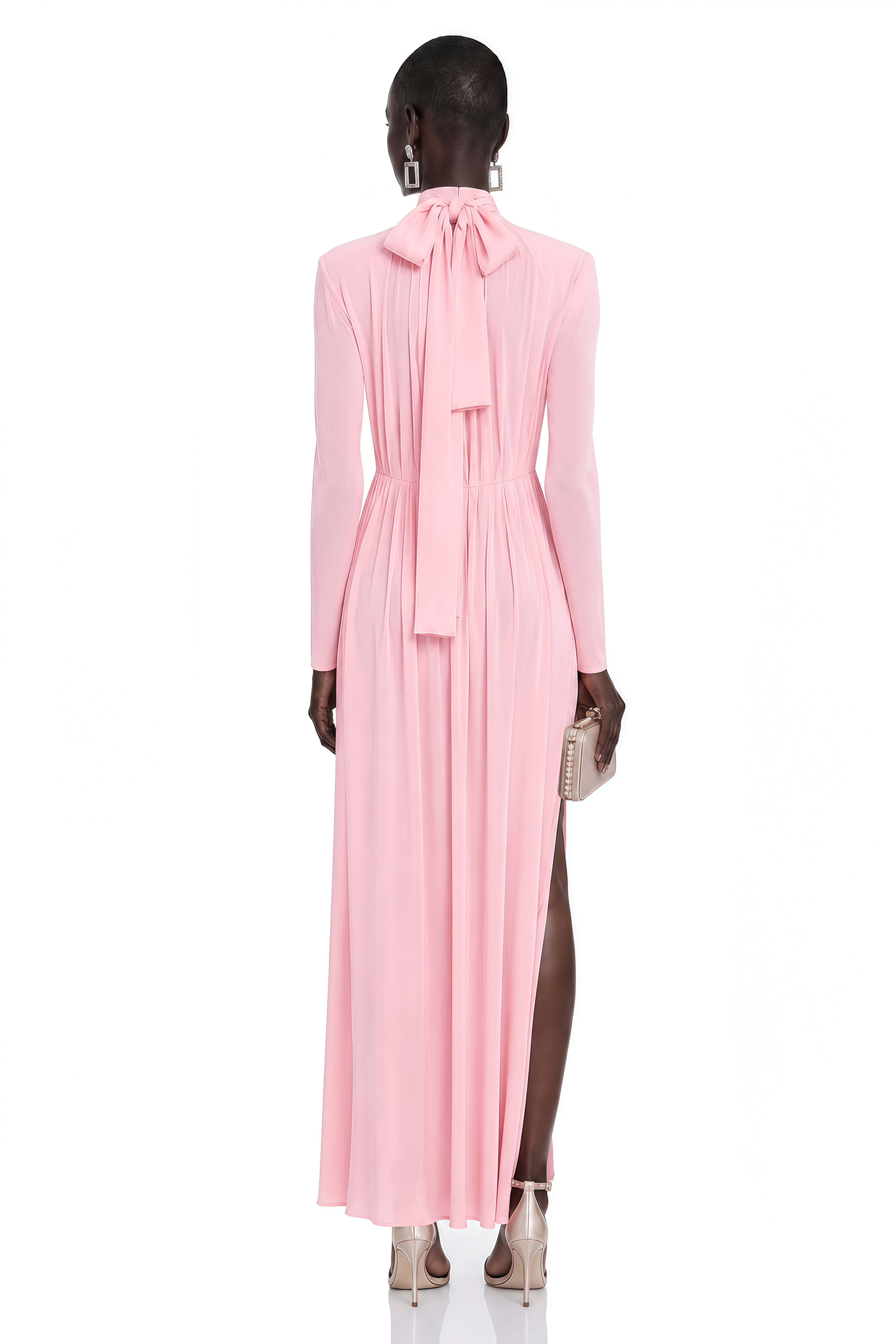 Jocelinda Pink Ruched Maxi Dress with 3D Florals