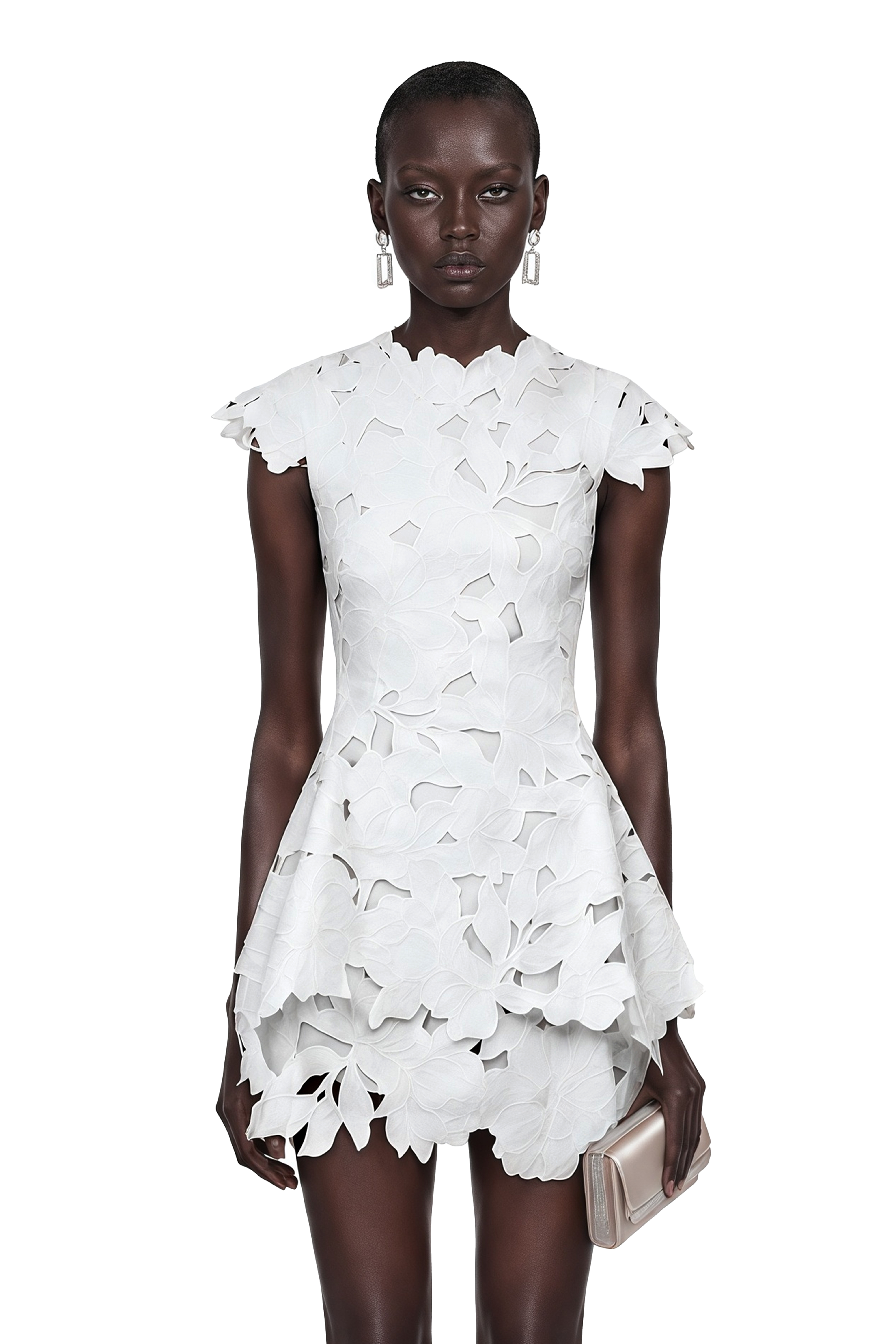 Tawny White Floral Cut-Out Mini Dress
