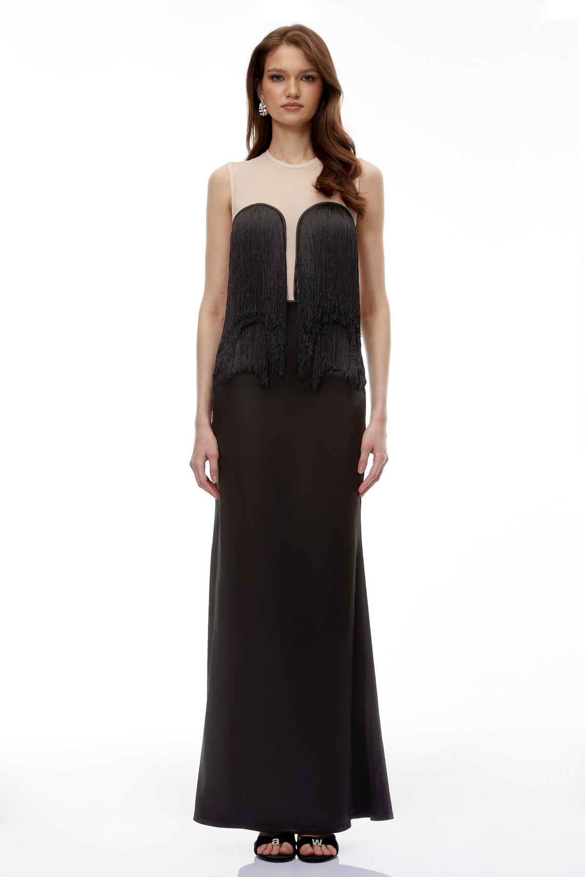 Jochebed Black Semi-Sheer Maxi Dress with Tassels (Final Sale)