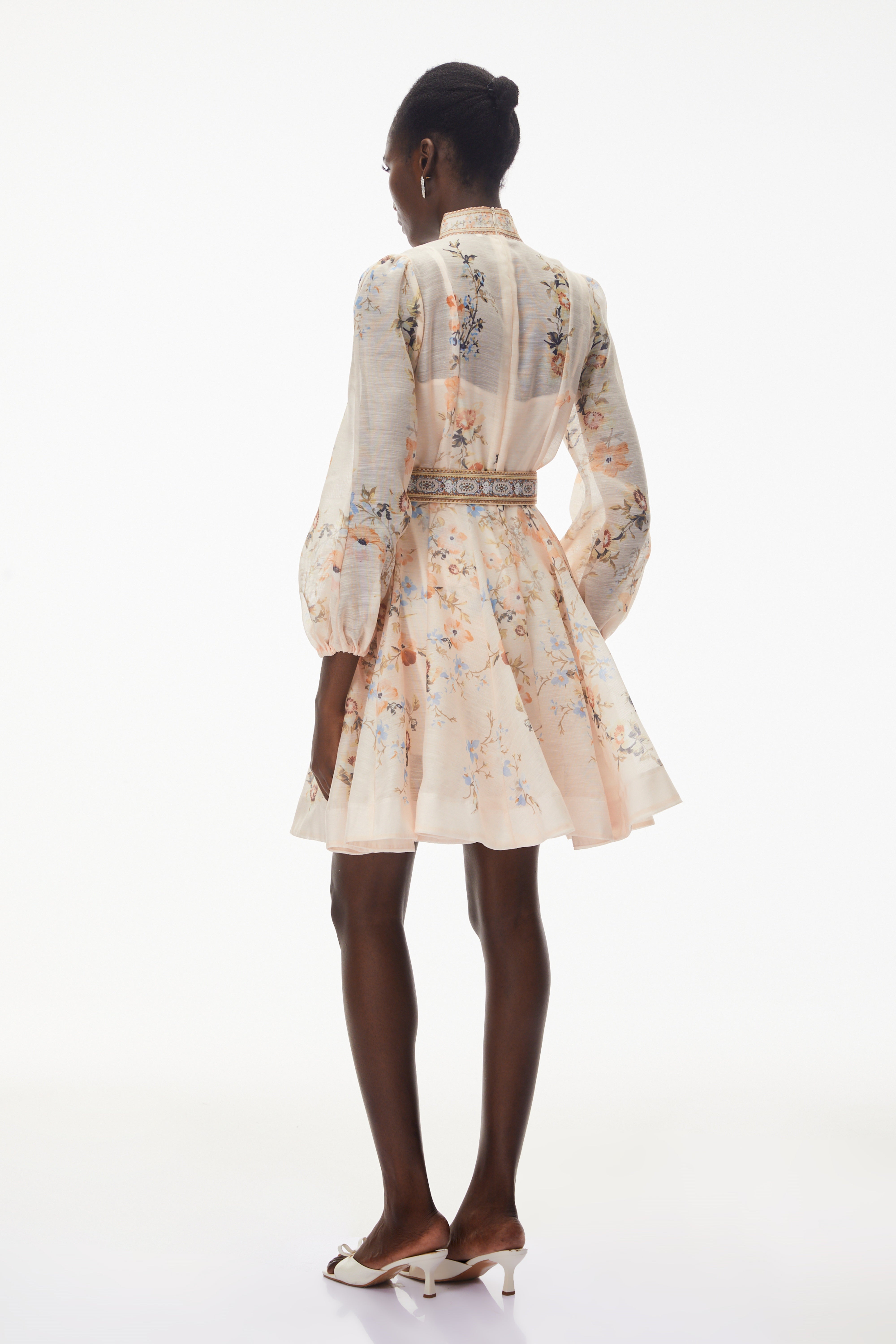 Jochebed Cream Floral Print Mini Dress