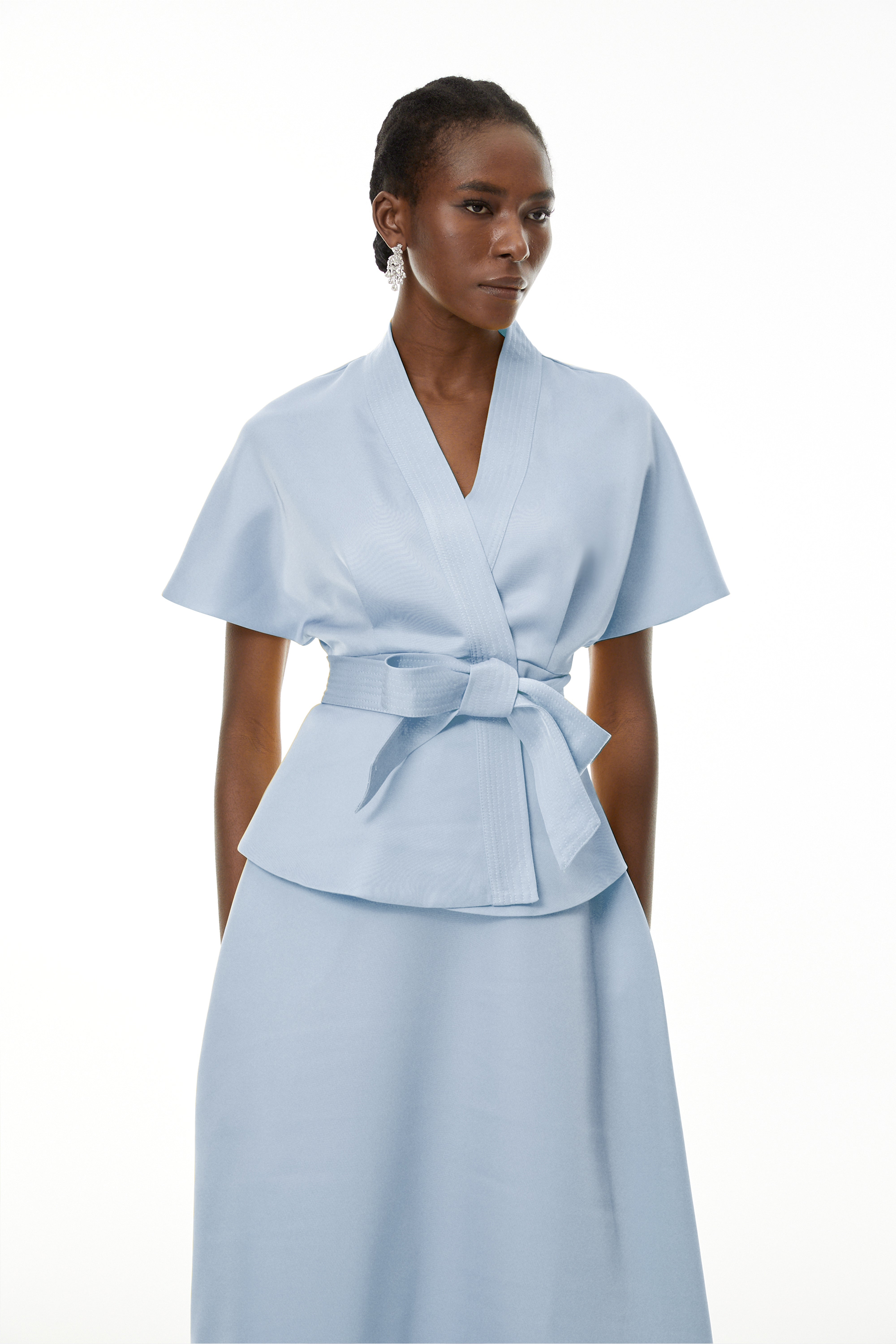 Johanna Blue Self-Tie Blouse & Skirt Set (Final Sale)
