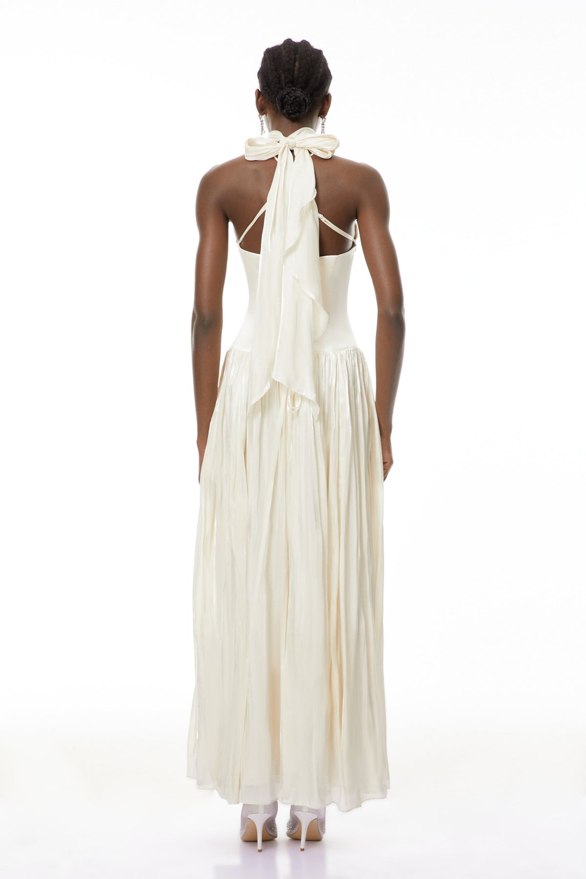 Jovita White Halterneck Pleated Maxi Dress (Final Sale)