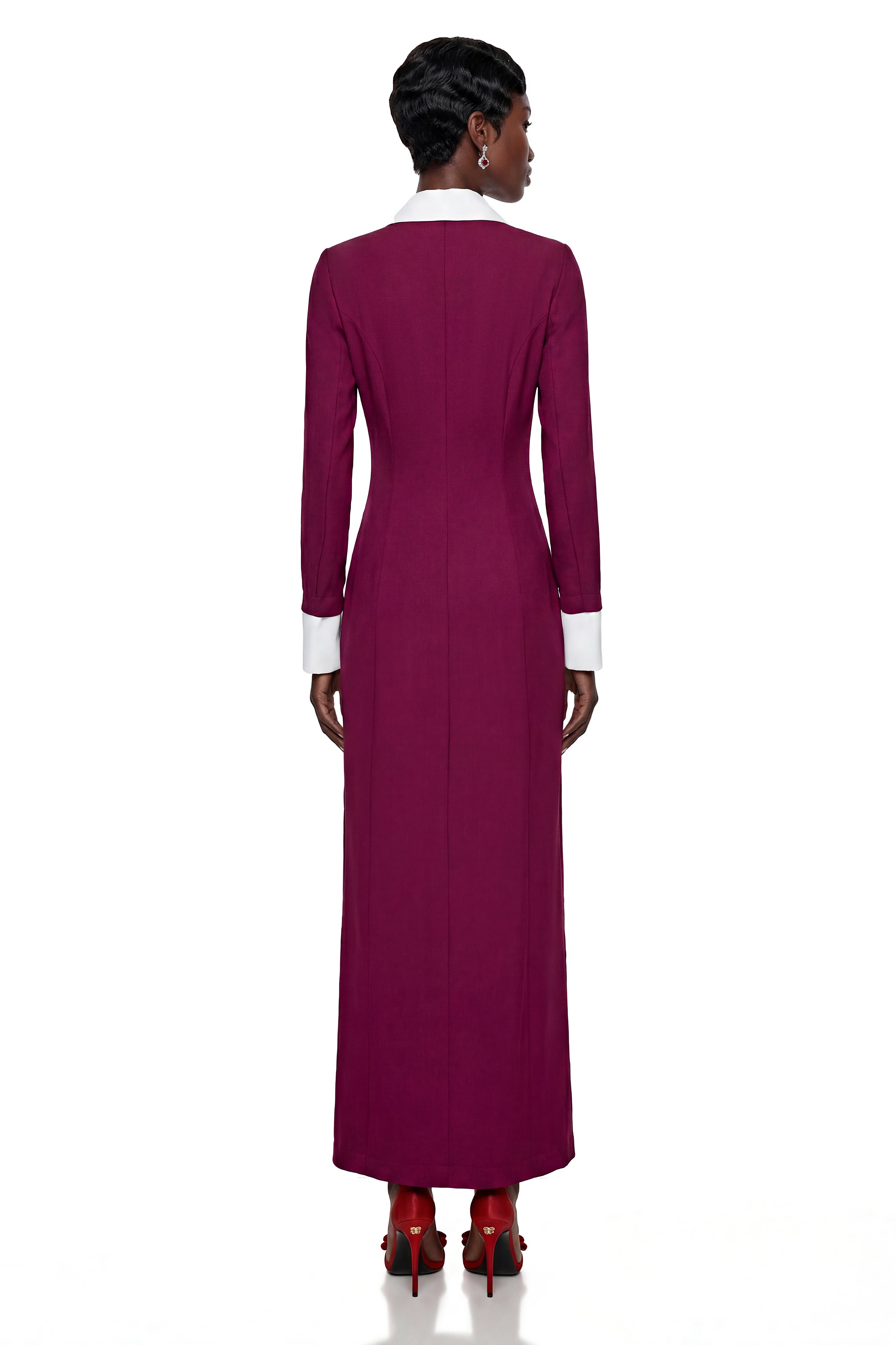 Juniper Purple Long Sleeve Color Block Maxi Dress