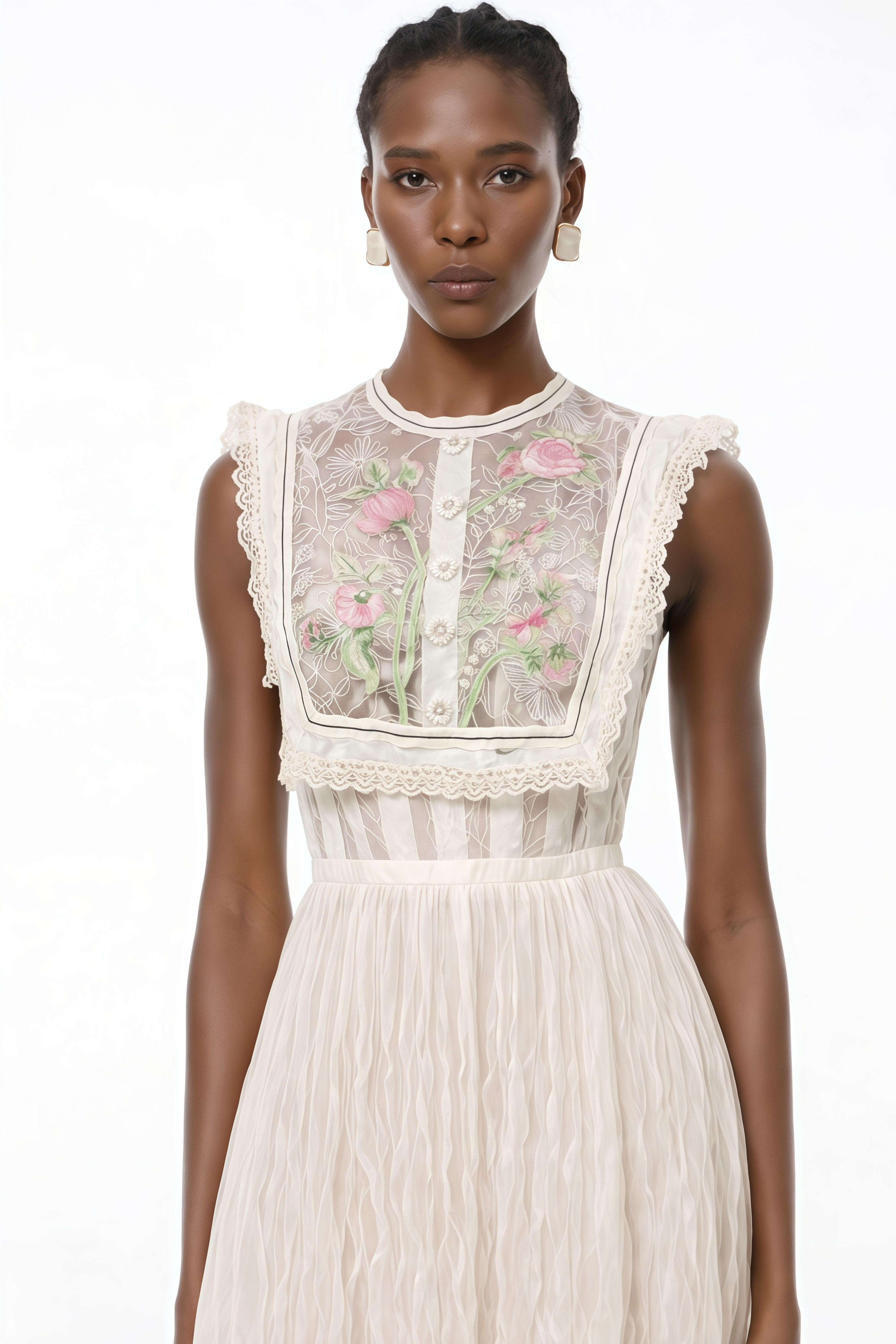 Kaila White Floral Embroidered Maxi Dress
