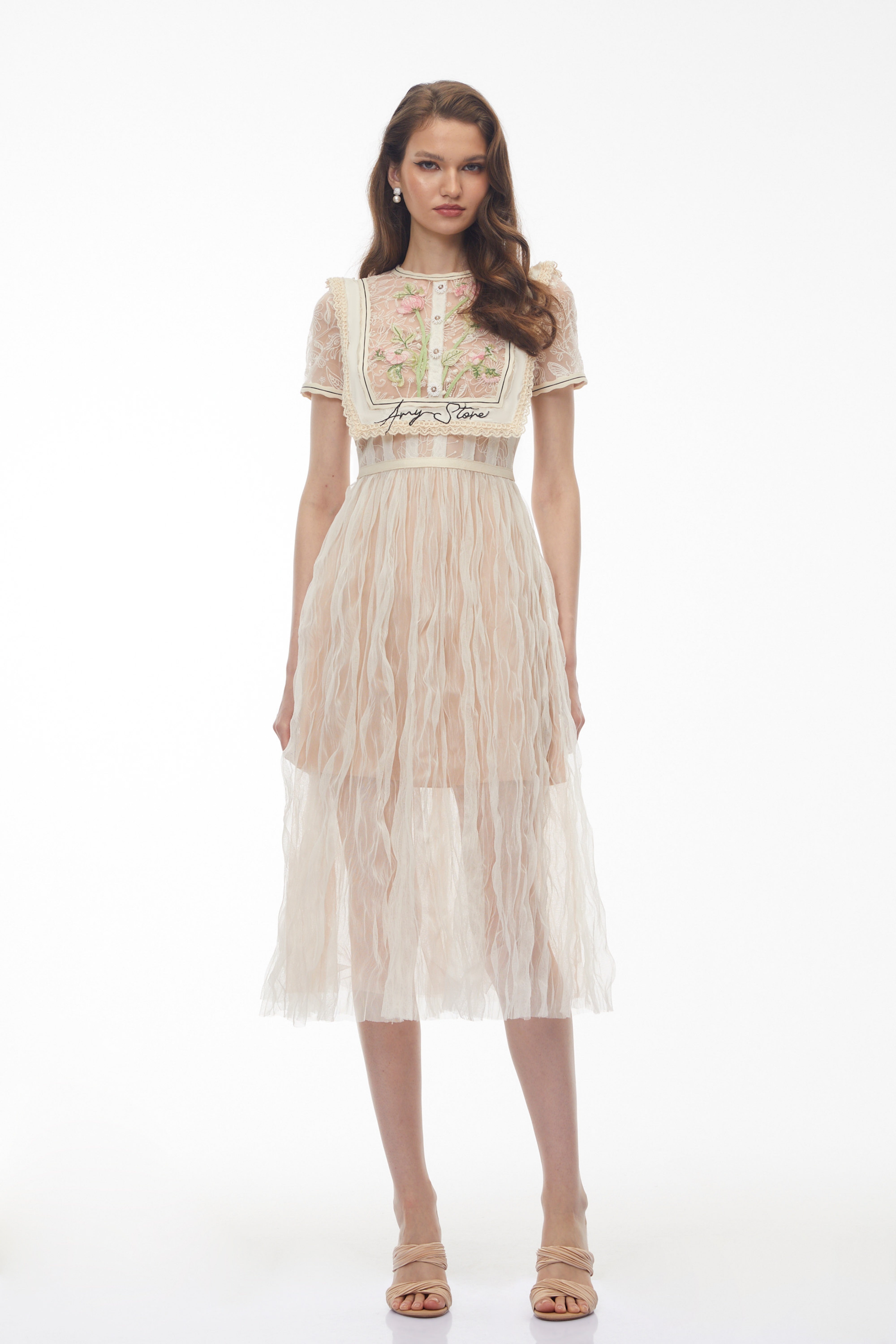 Kaila White Floral Embroidered Maxi Dress