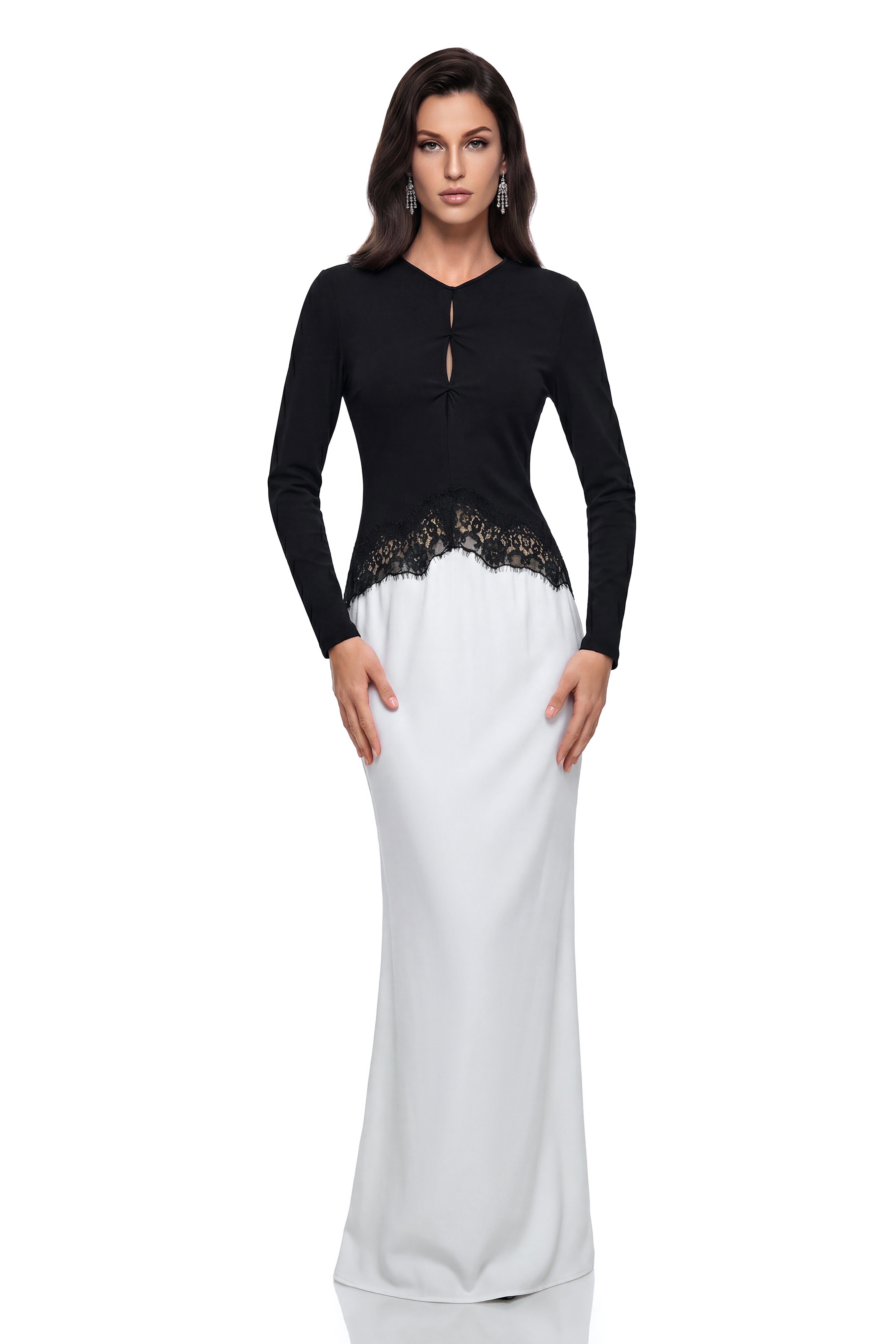 Kalliope Color Block Floral Lace Maxi Dress