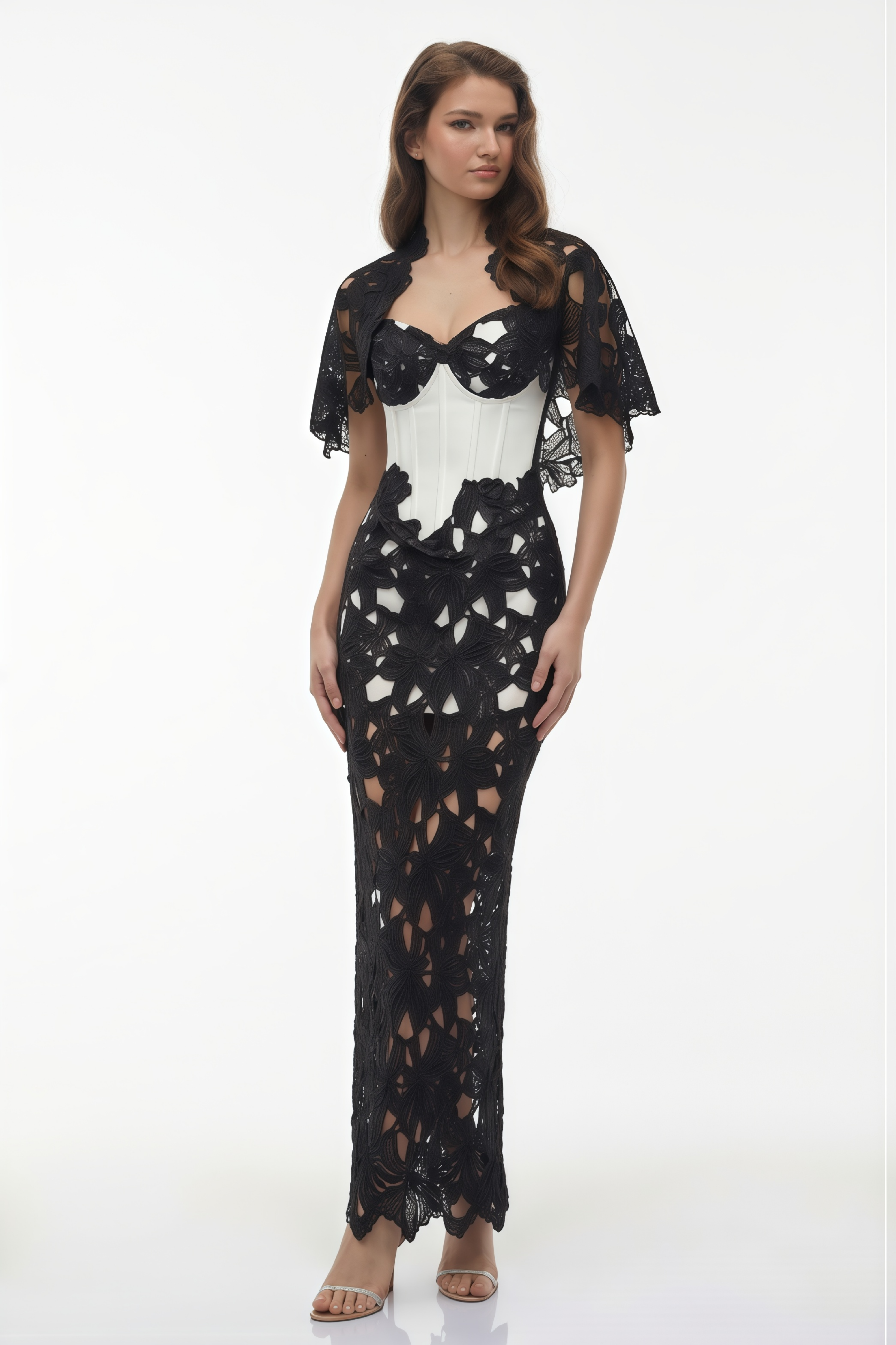 Kamila Black Color Block Maxi Dress with Cut-Outs