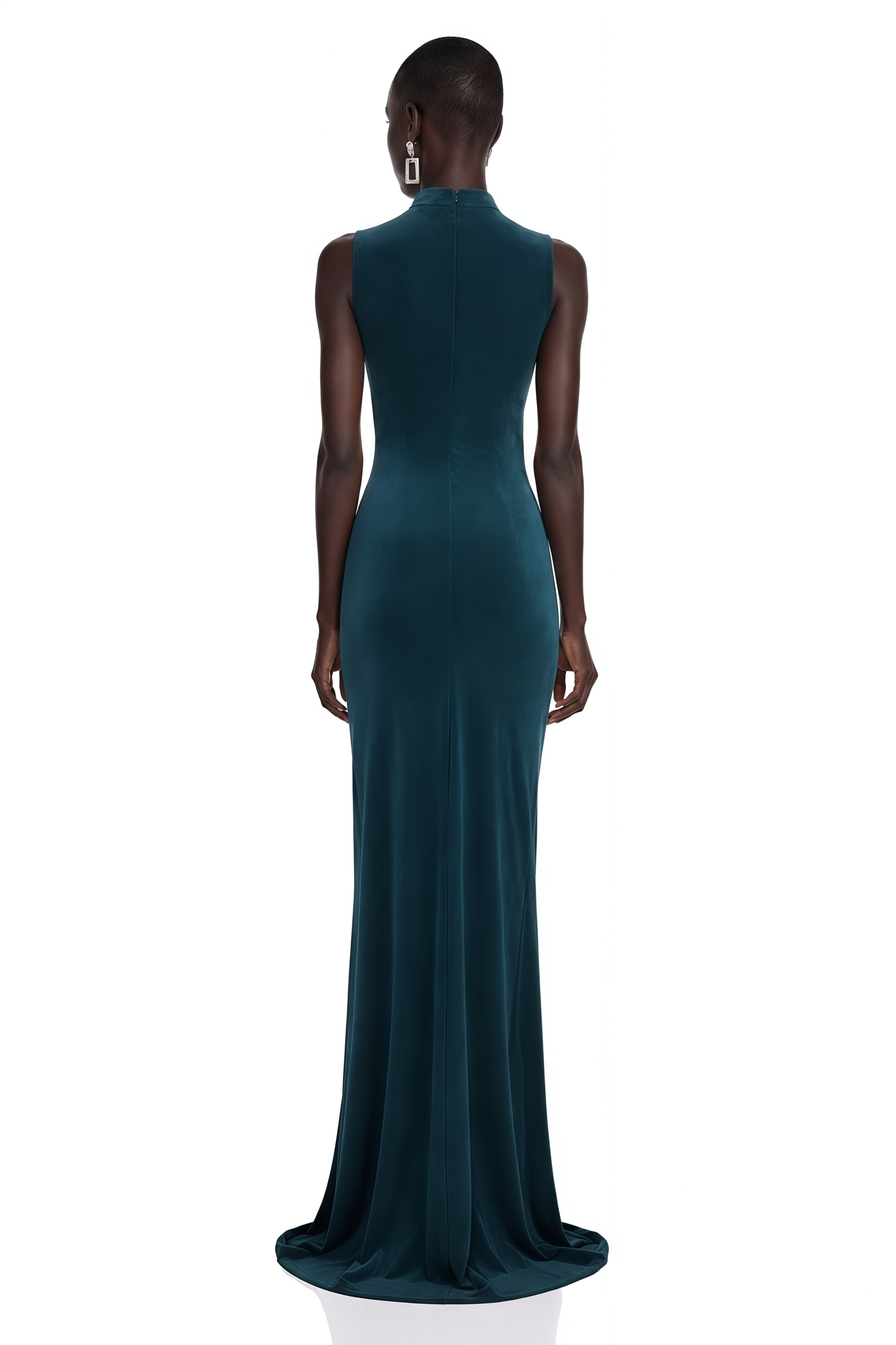 Kamila Dark Green Asymmetrical Ruched Maxi Dress