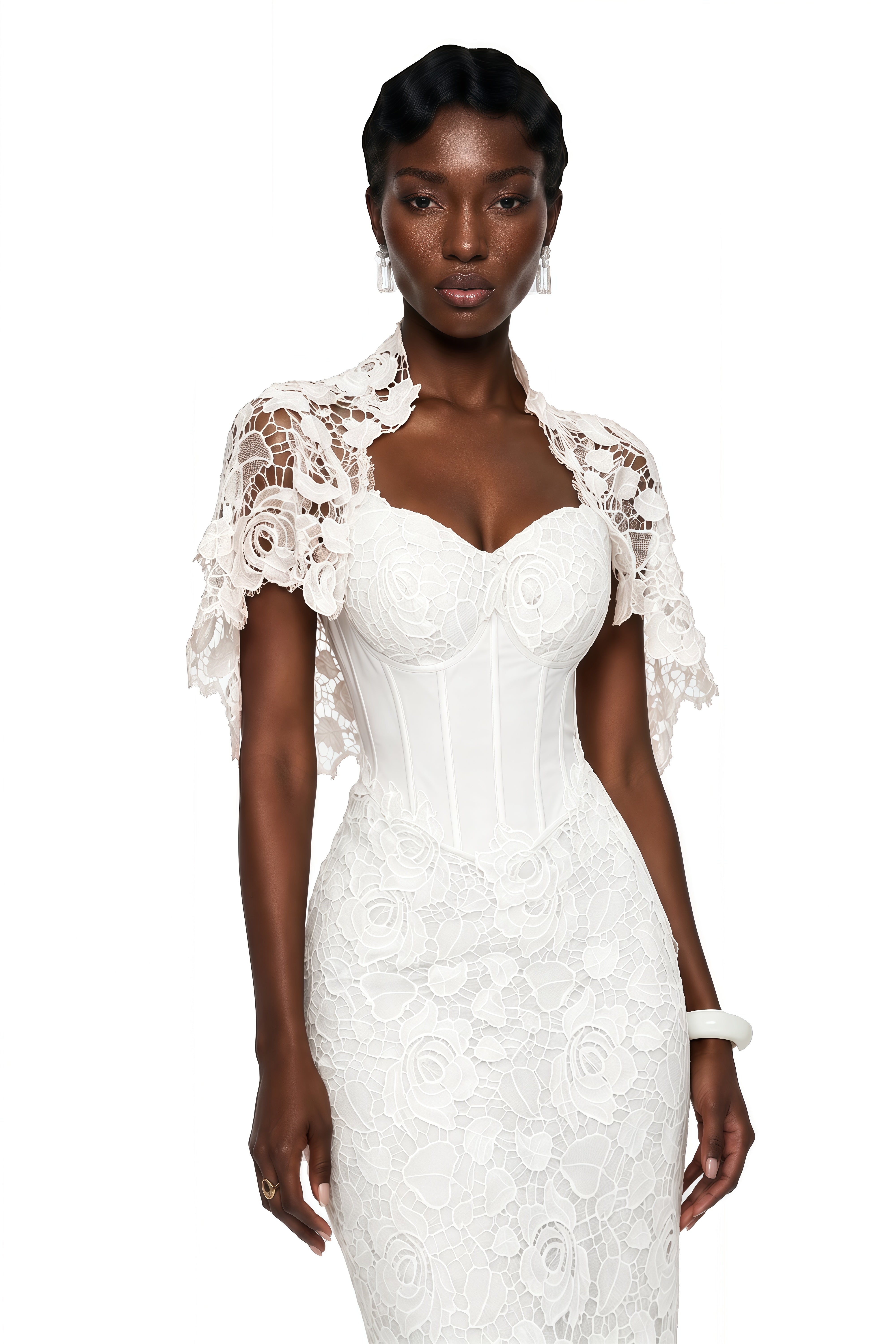 Kamila White Solid Color Maxi Dress with Cut-Outs