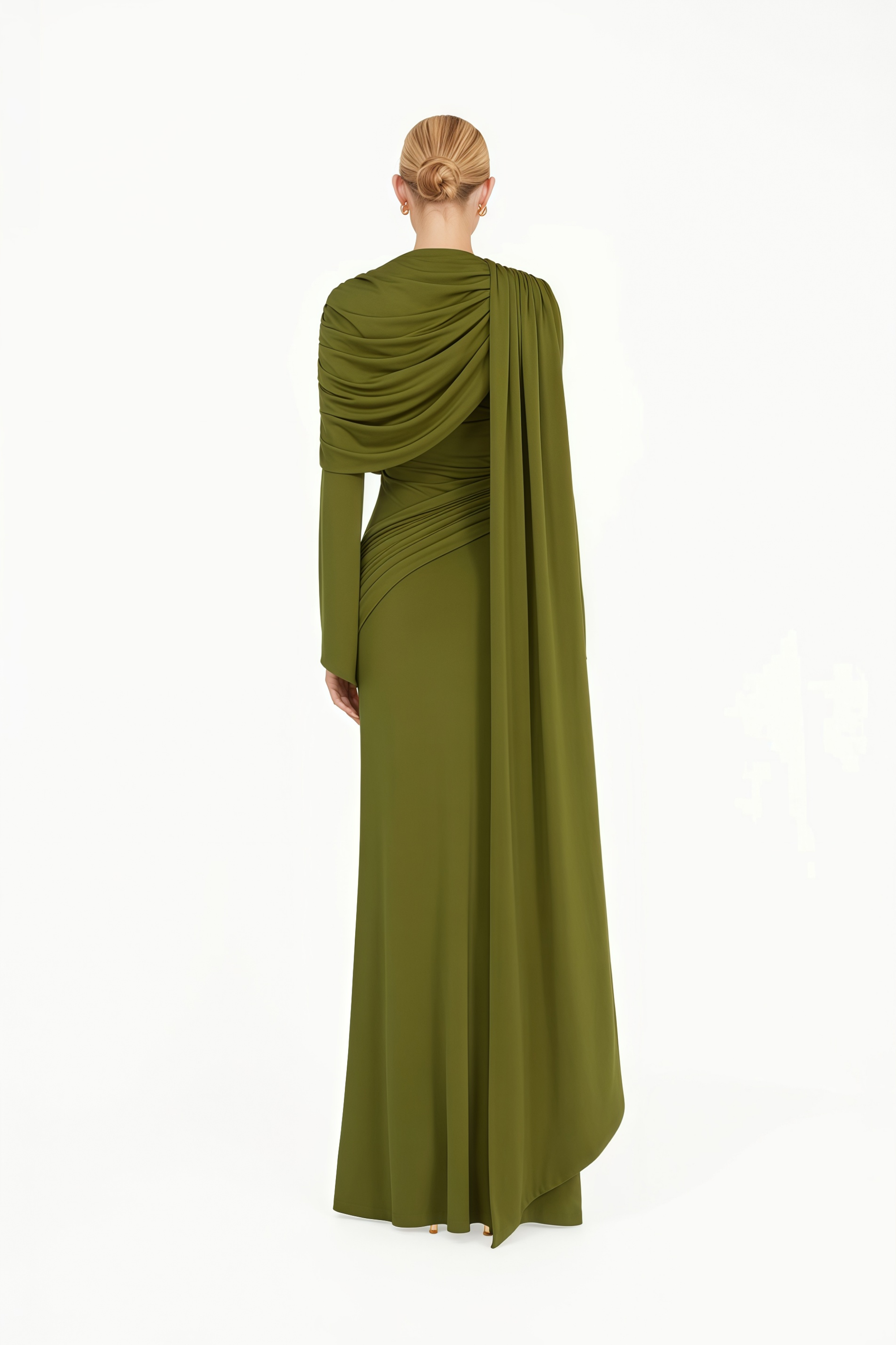 Kjersti Green Asymmetrical Ruched Maxi Dress (Final Sale-US Only)