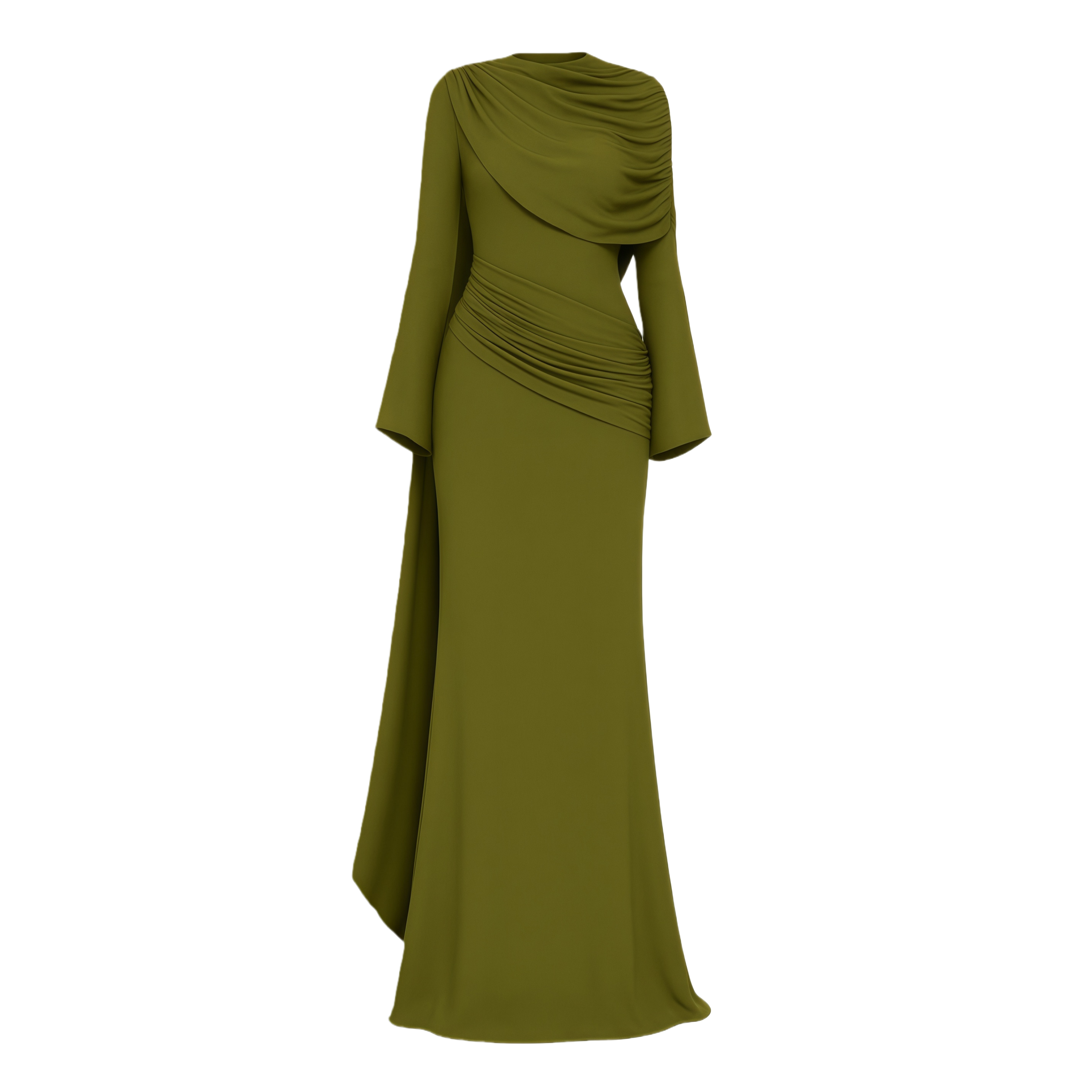 Kjersti Green Asymmetrical Ruched Maxi Dress (Final Sale-US Only)